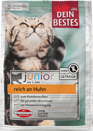 dein bestes trockenfutter fur katzen junior reich an huhn 500 g dauerhaft gunstig online kaufen dm de