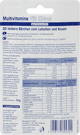Mivolis Multivitamine Fur Kinder Lutschtabletten 20 St 14 G Dauerhaft Gunstig Online Kaufen Dm De