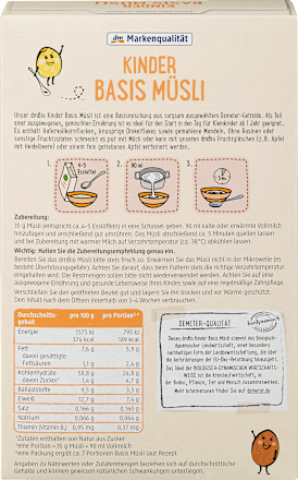Dmbio Kinder Basis Musli Ab 1 Jahr Demeter 250 G Dauerhaft Gunstig Online Kaufen Dm De