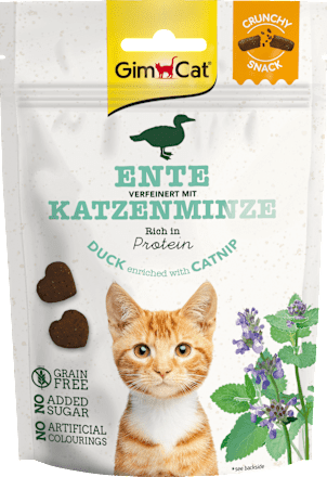 GIMCAT Snack für Katzen, Crunchy Snack mit Ente & Katzenminze, 50 g