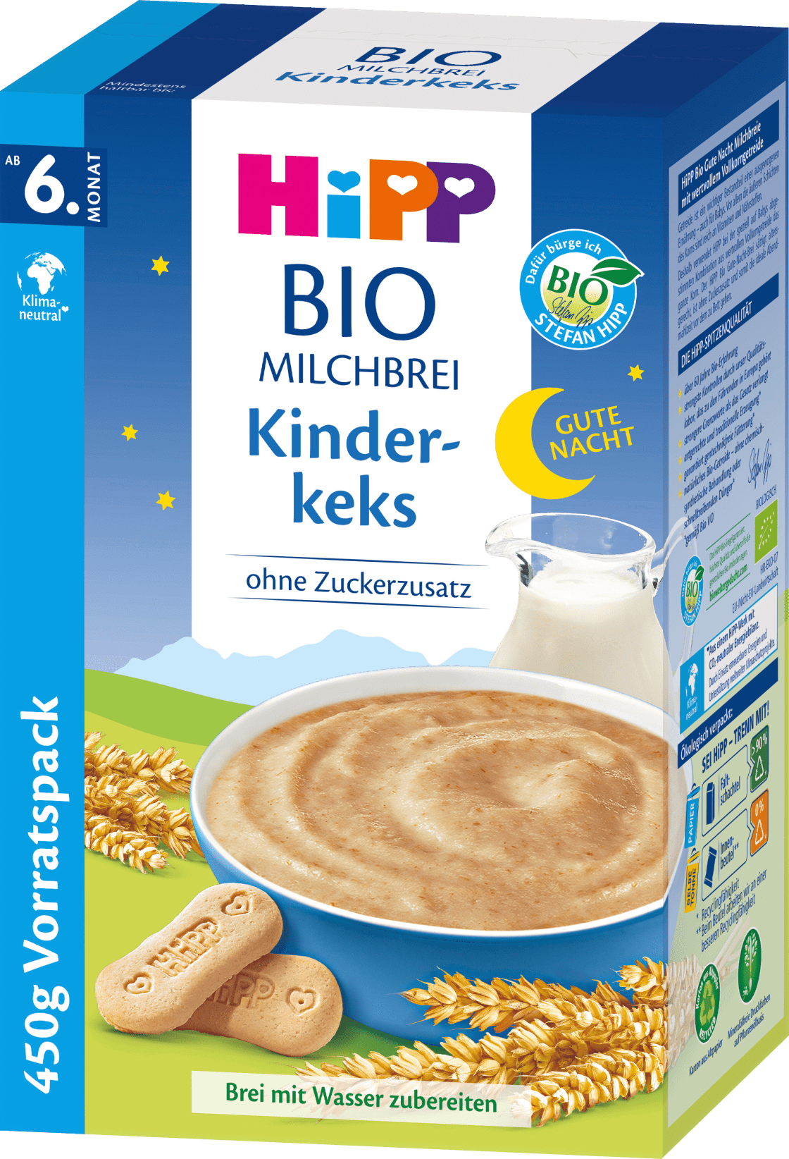 Hipp Milchbrei Gute Nacht Bio Kinderkeks Ab Dem 6 Monat 450 G Dauerhaft Gunstig Online Kaufen Dm De