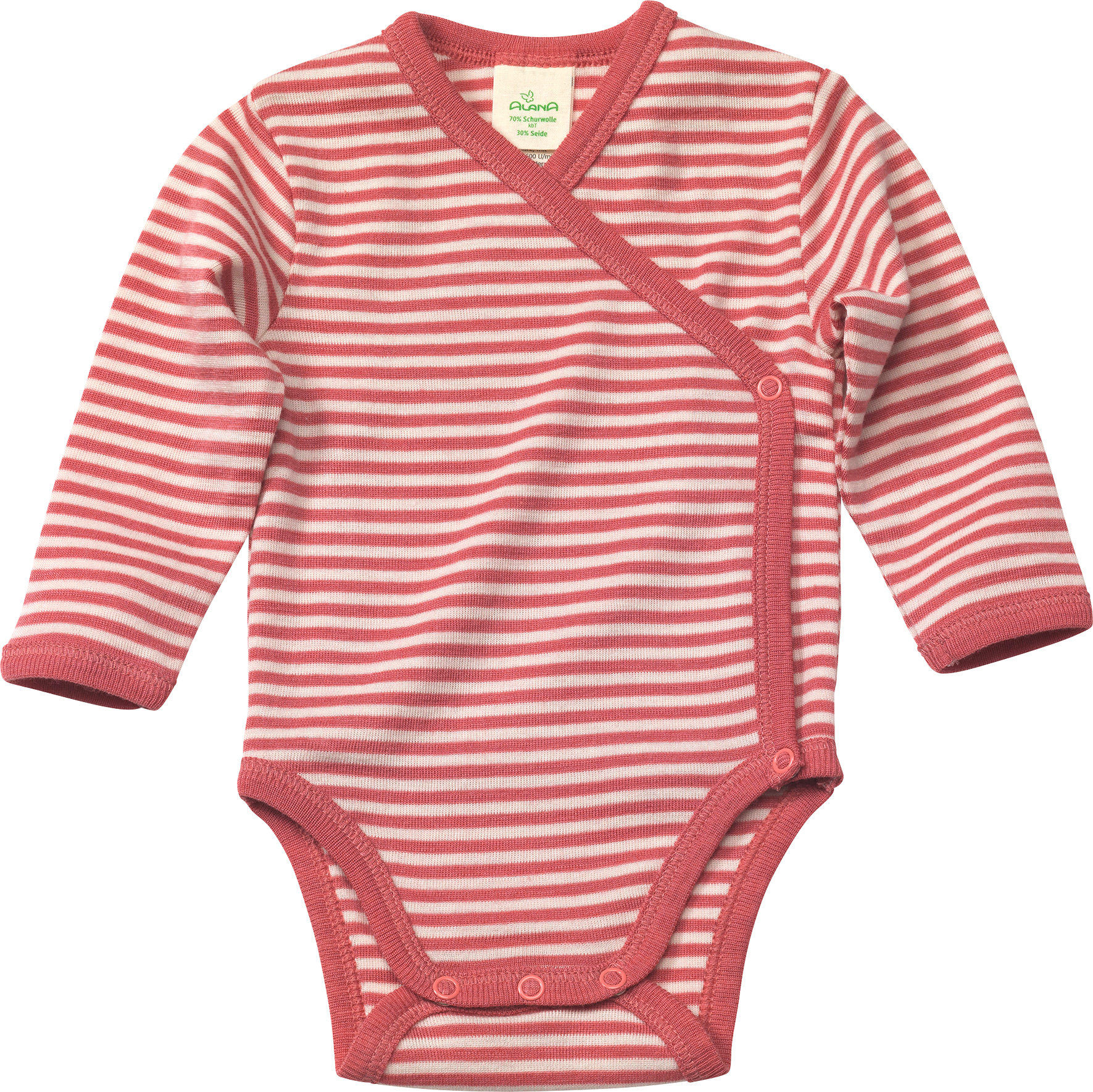 Baby Wickelbody, Gr. 50/56, aus Bio-Wolle und Seide, weiß, rosa