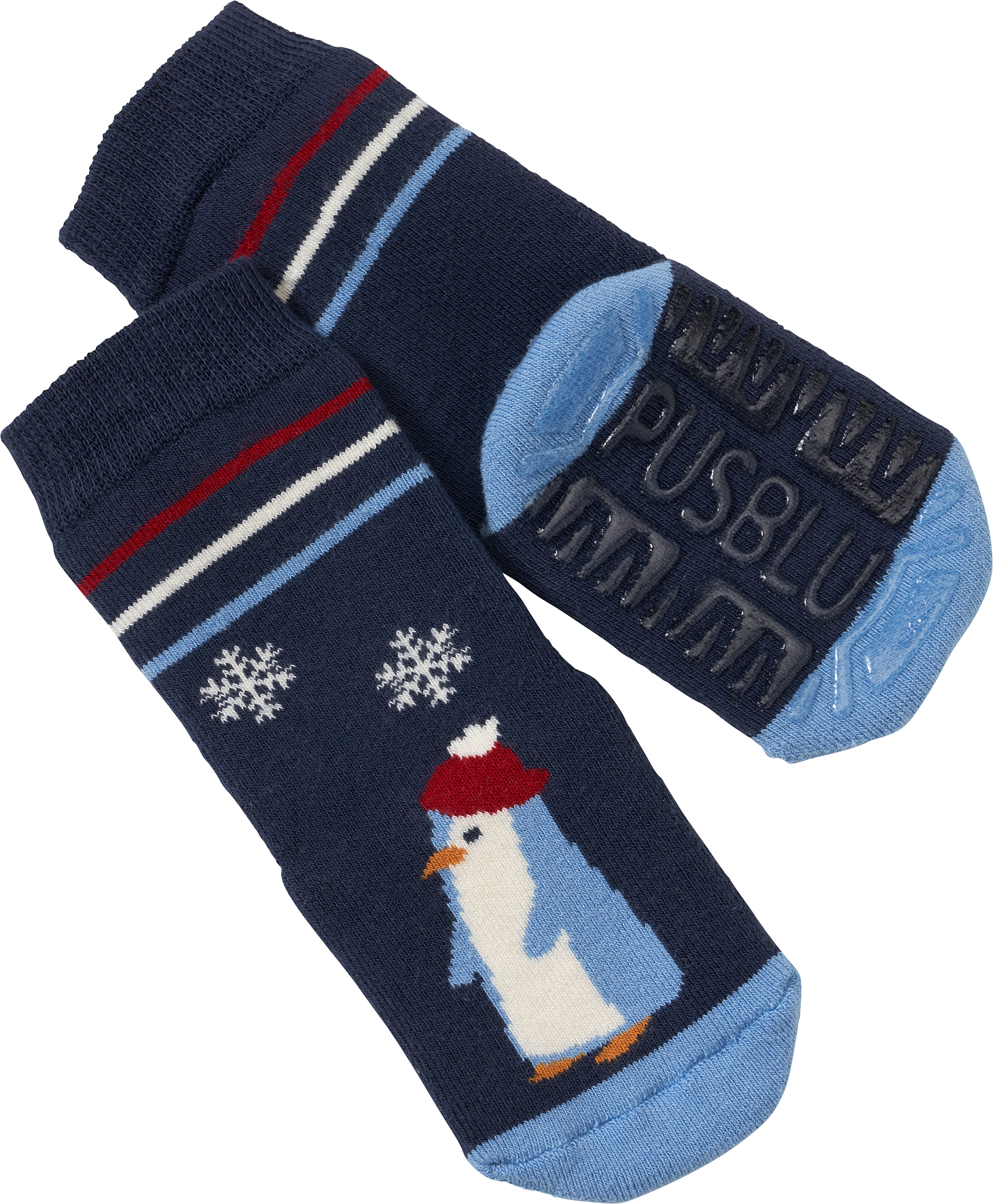 Stoppersocken mit Pinguin-Motiv, blau, Gr. 19/20