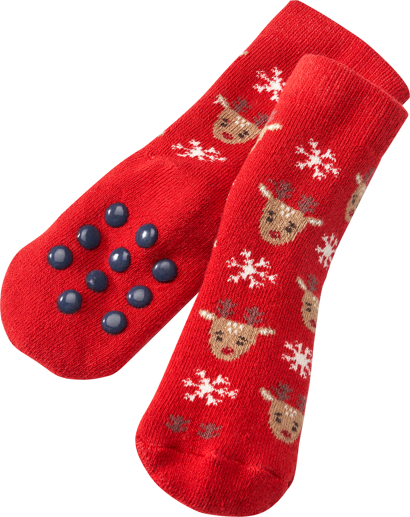 ABS Socken mit Rentier-Muster, rot, Gr. 18/19