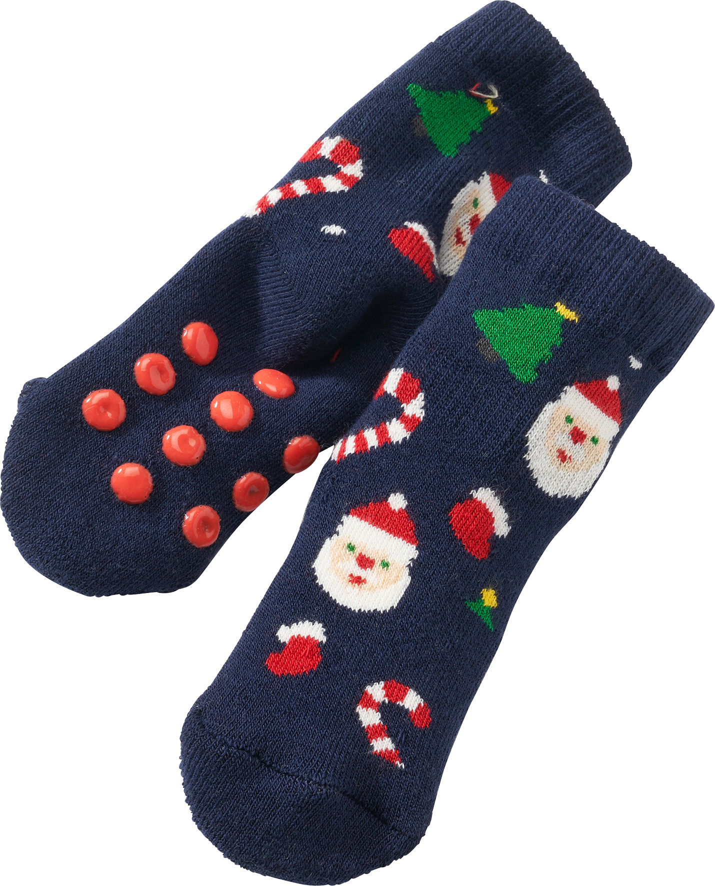 ABS Socken mit Weihnachts-Muster, blau & rot, Gr. 18/19