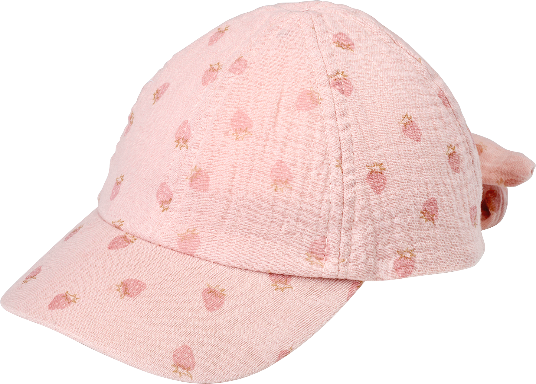 Basecap aus Musselin mit Erdbeeren-Muster, rosa, Gr. 54/55