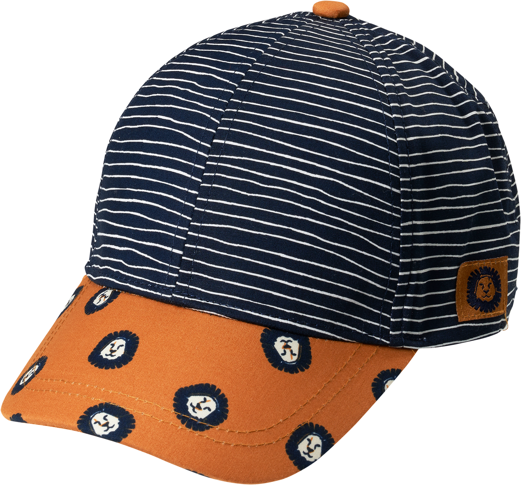 Basecap mit Löwen-Muster, blau & orange, Gr. 54/55