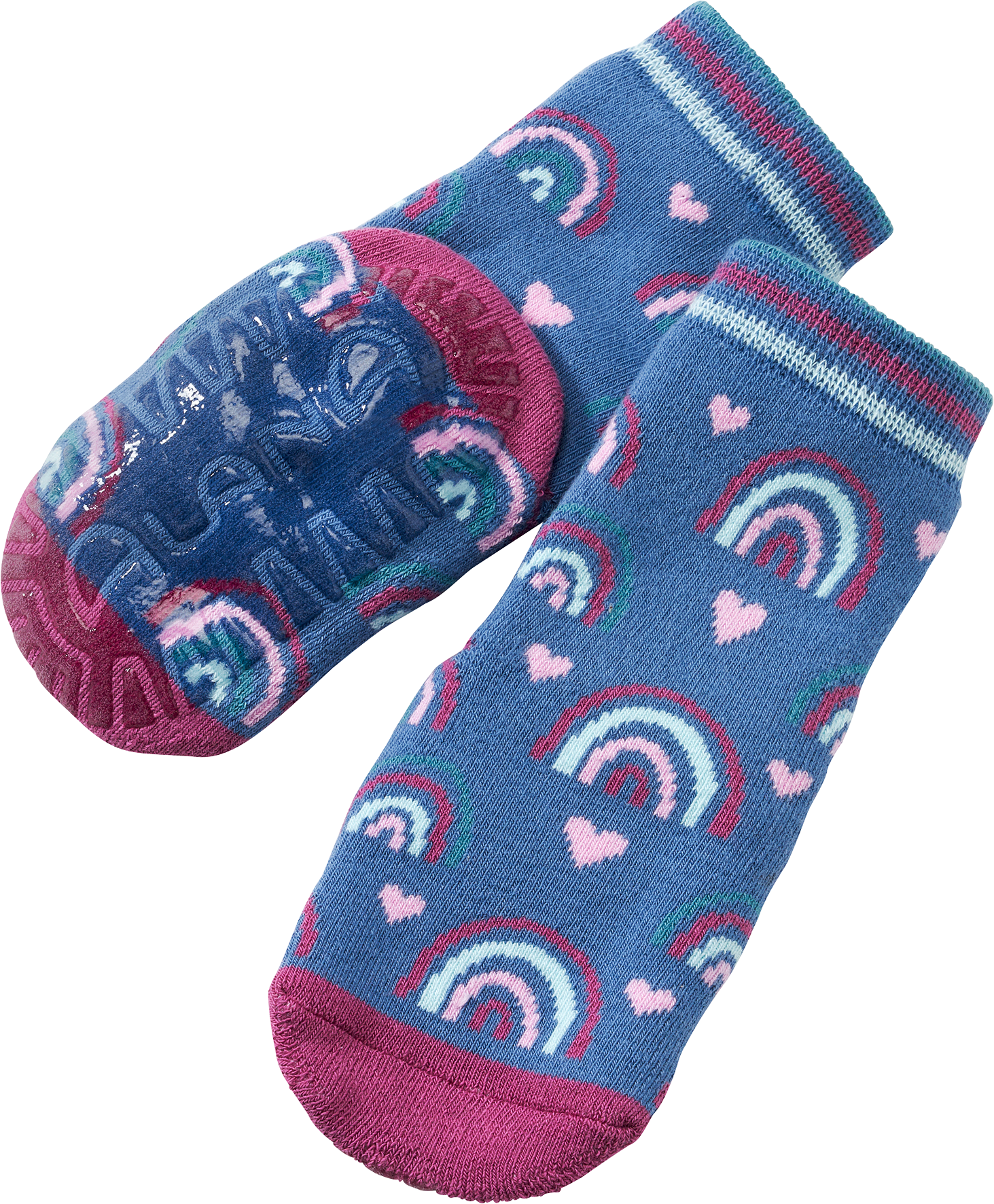 Stoppersocken mit Regenbogen-Muster, lila & blau, Gr. 19/20