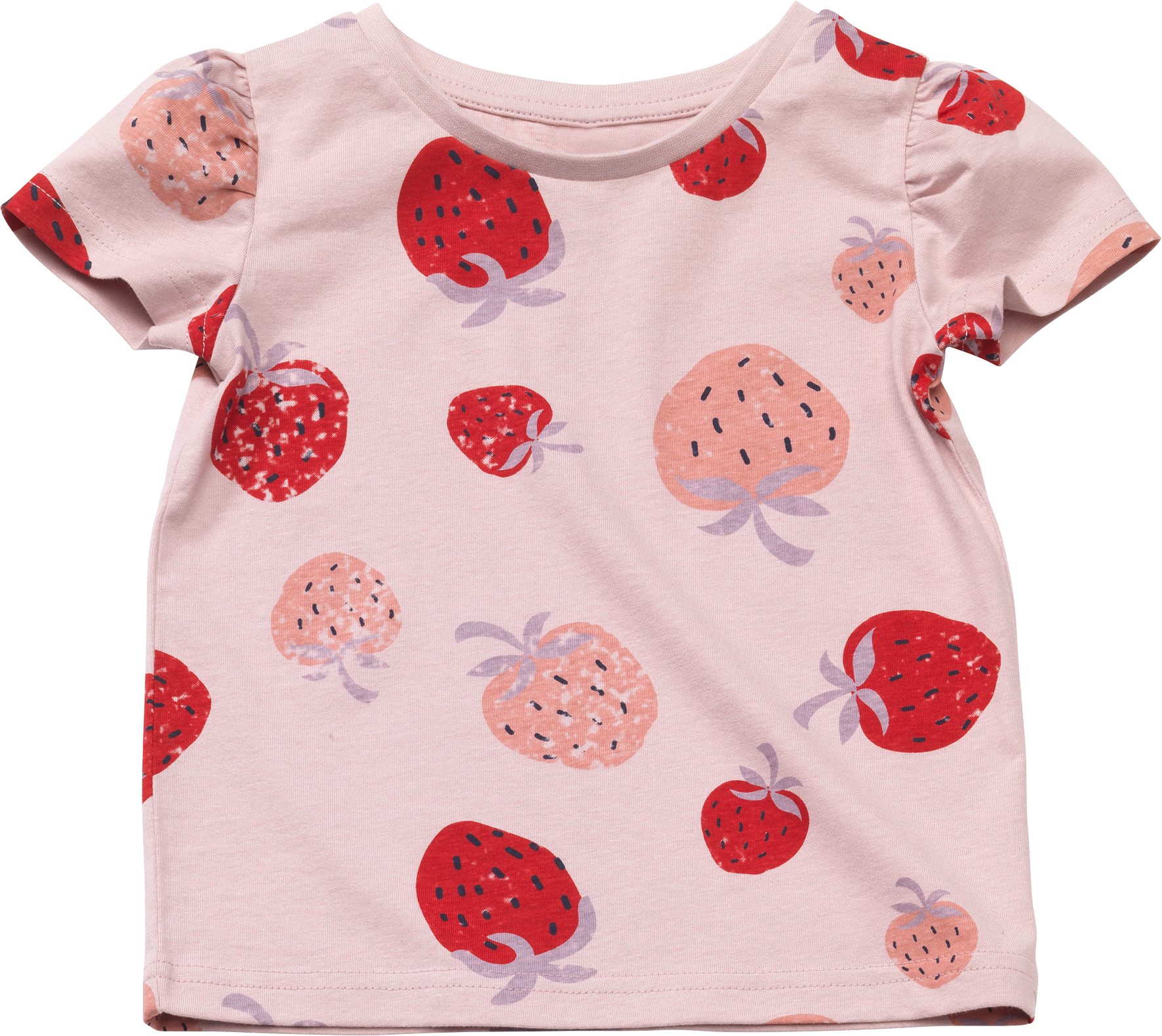 T-Shirt mit Erdbeeren-Muster, rosa, Gr. 128