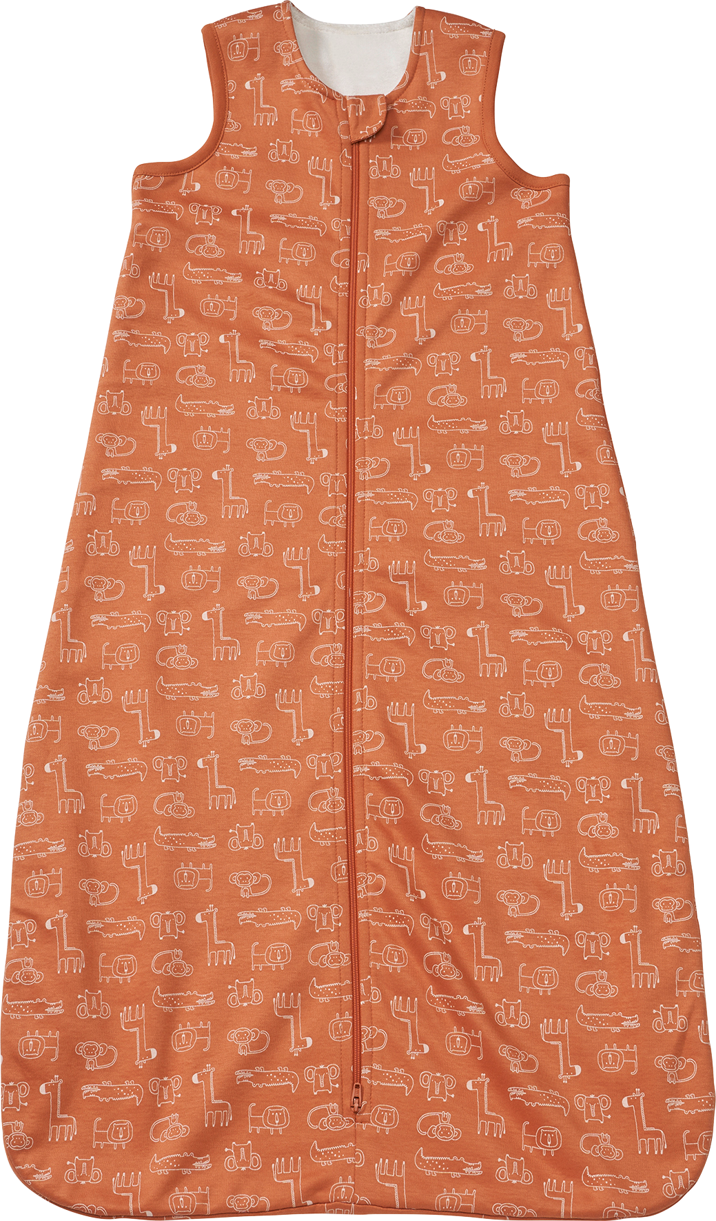 Schlafsack 1 TOG, mit Tier-Muster, orange, 80 cm