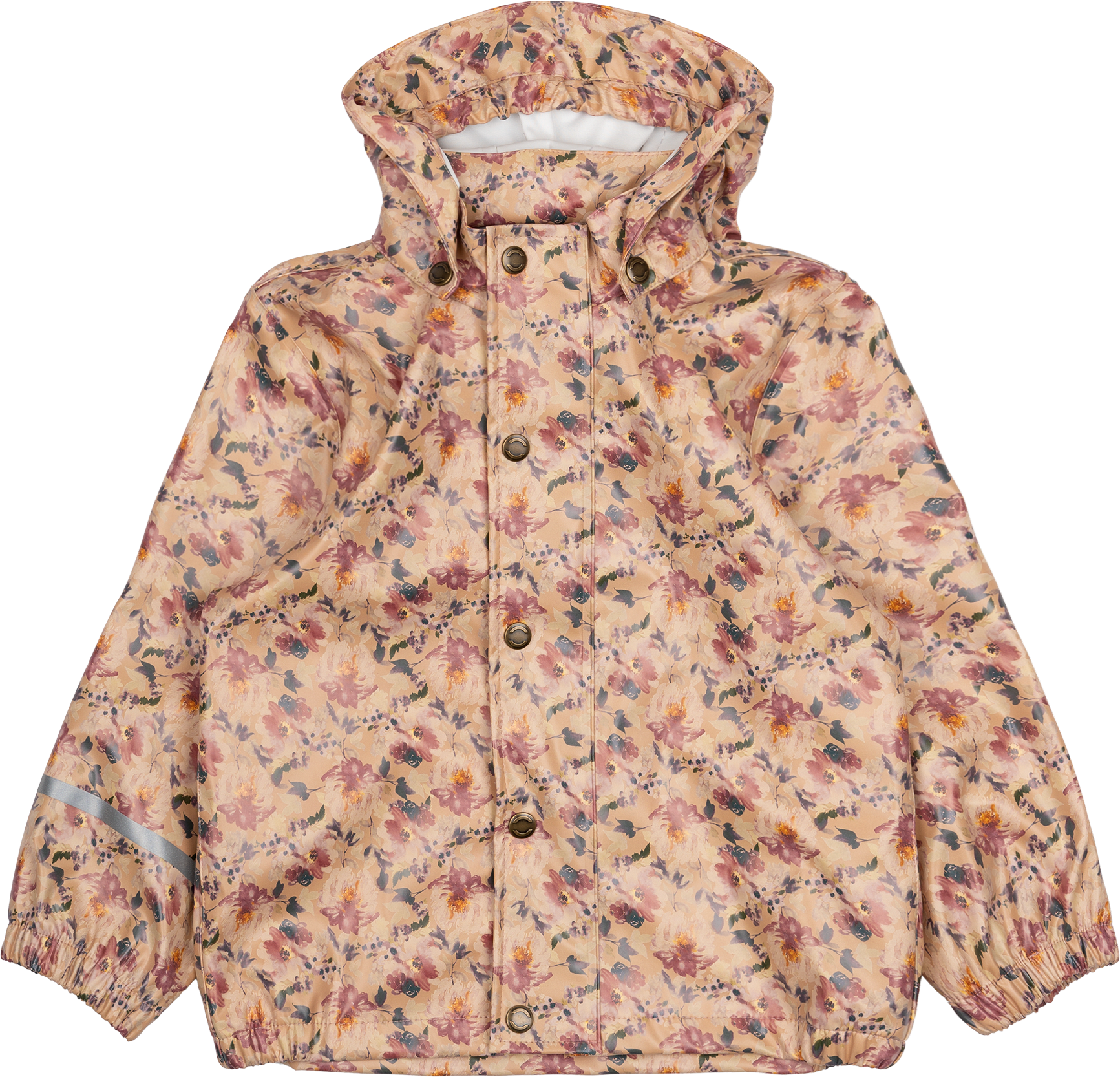 Regenjacke mit Blumen-Muster, braun & rosa, Gr. 122/128