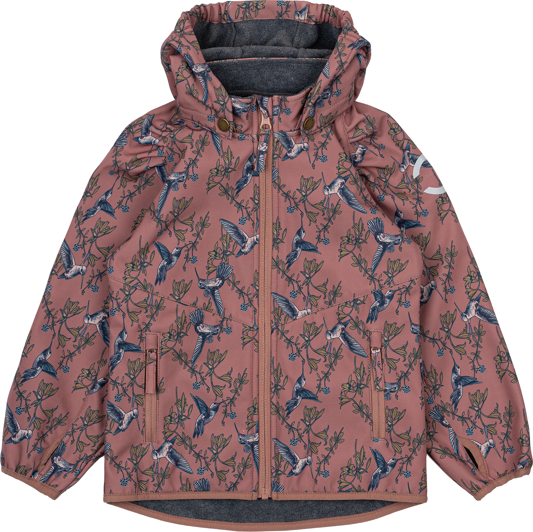 Softshelljacke mit Vogel-Muster, rosa, Gr. 122/128