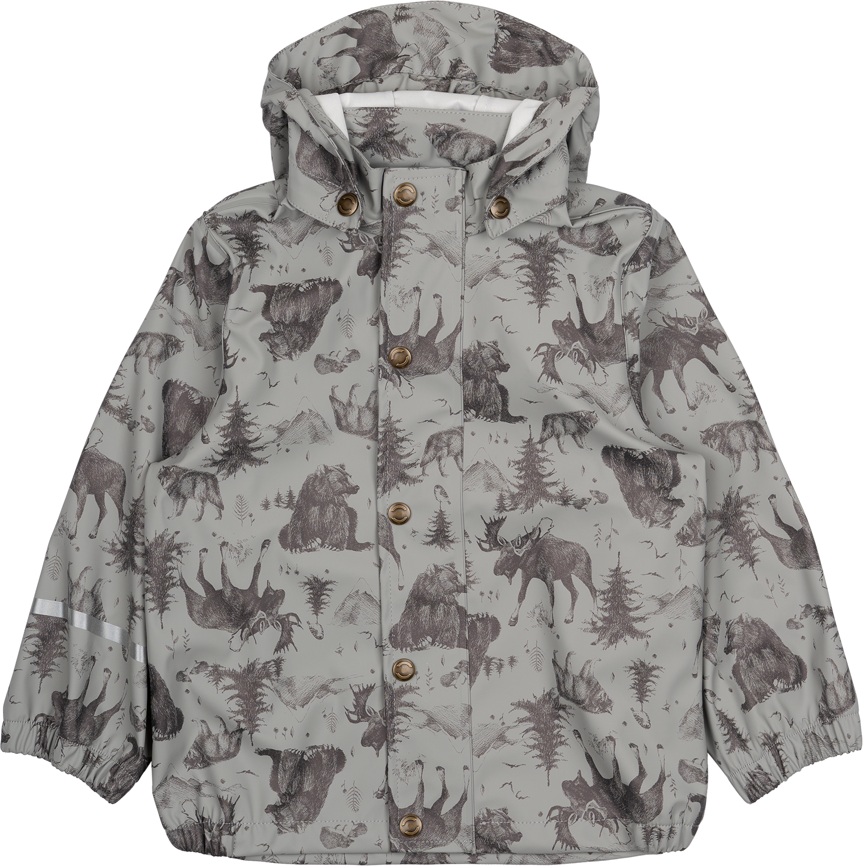 Regenjacke mit Waldtier-Muster, grau, Gr. 86/92