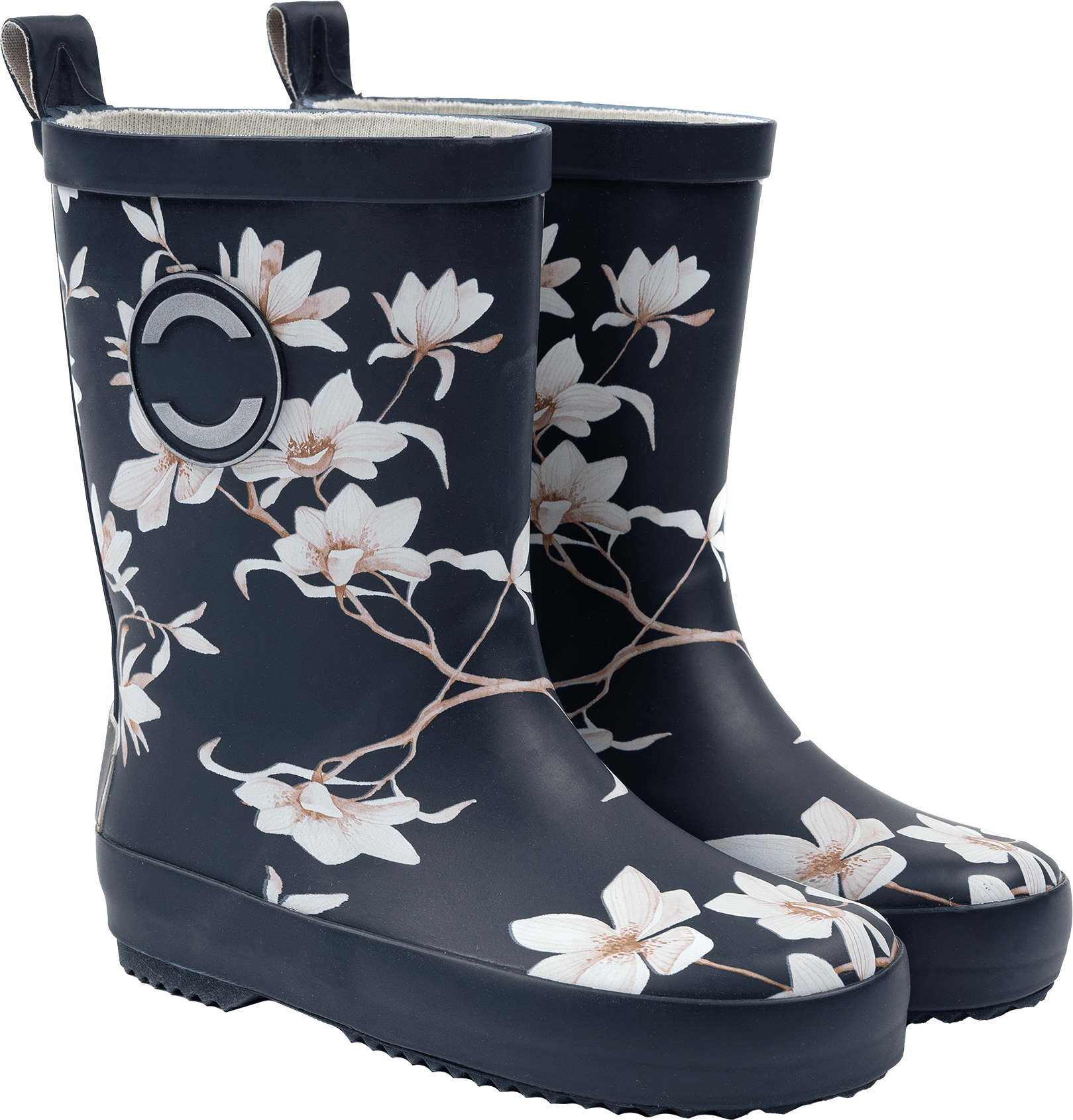 Gummistiefel mit Blumen-Muster, blau, Gr. 24/25