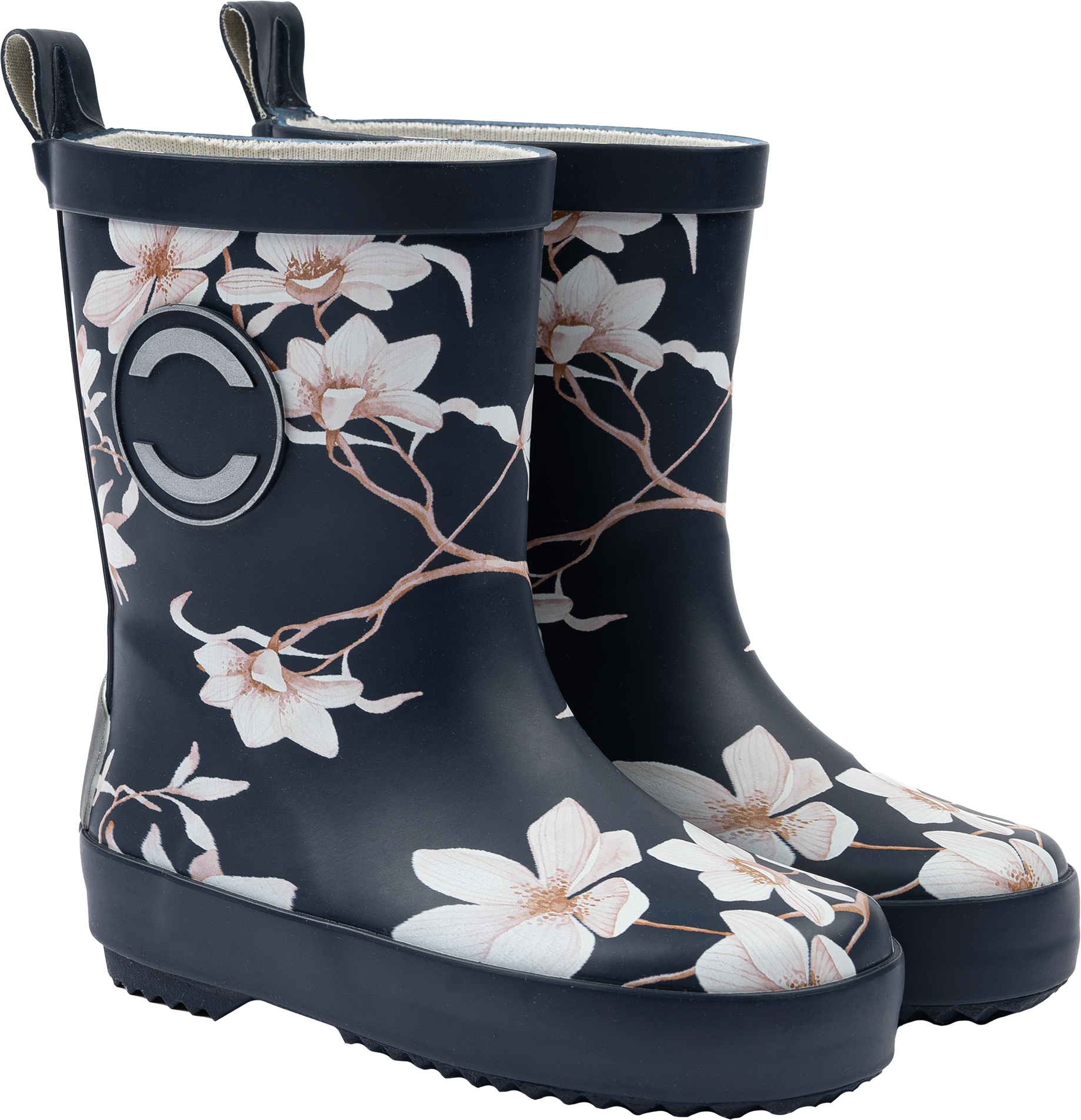 Gummistiefel mit Blumen-Muster, blau, Gr. 26/27