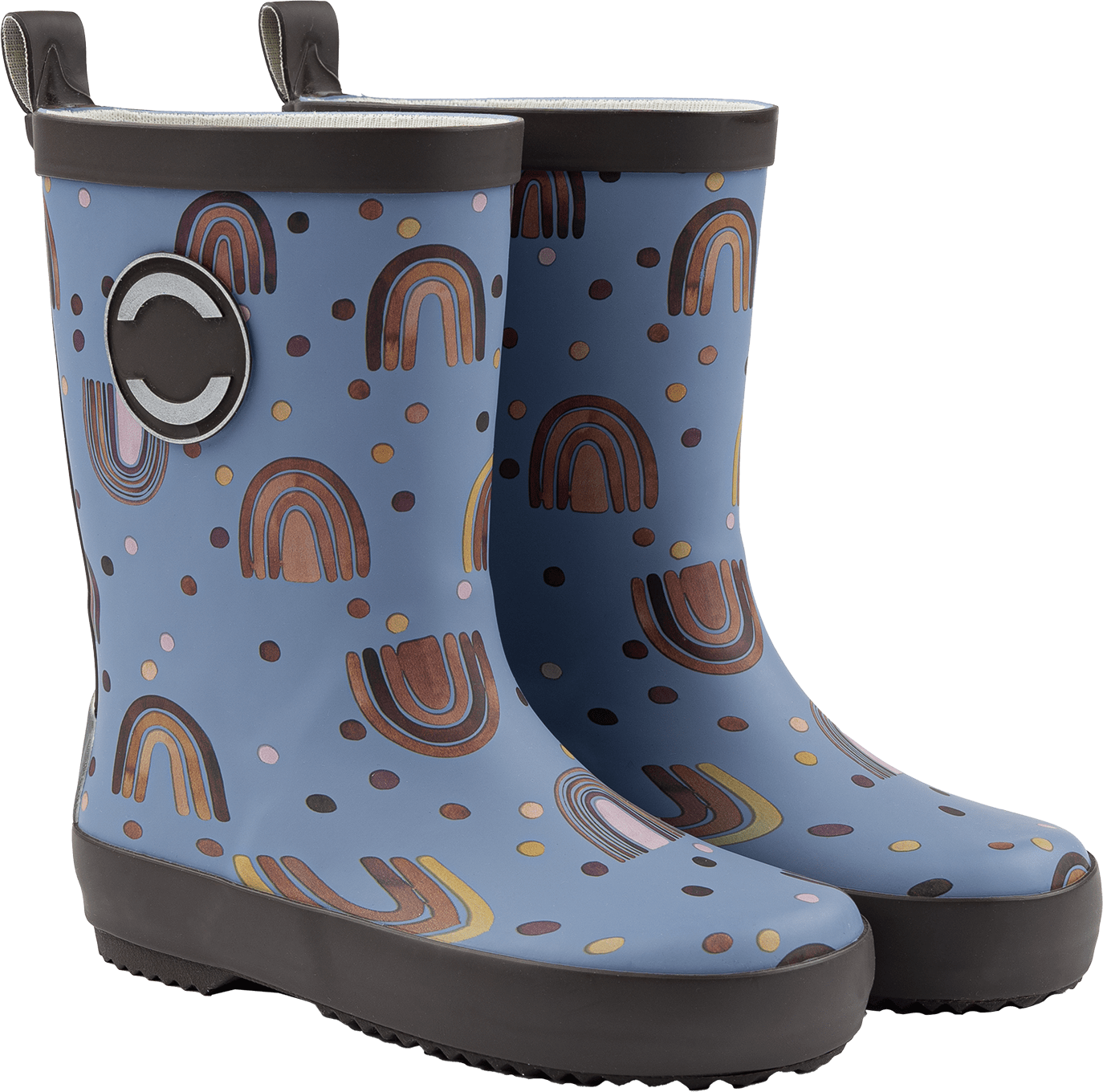 Gummistiefel mit Regenbogen-Muster, blau, Gr. 28/29