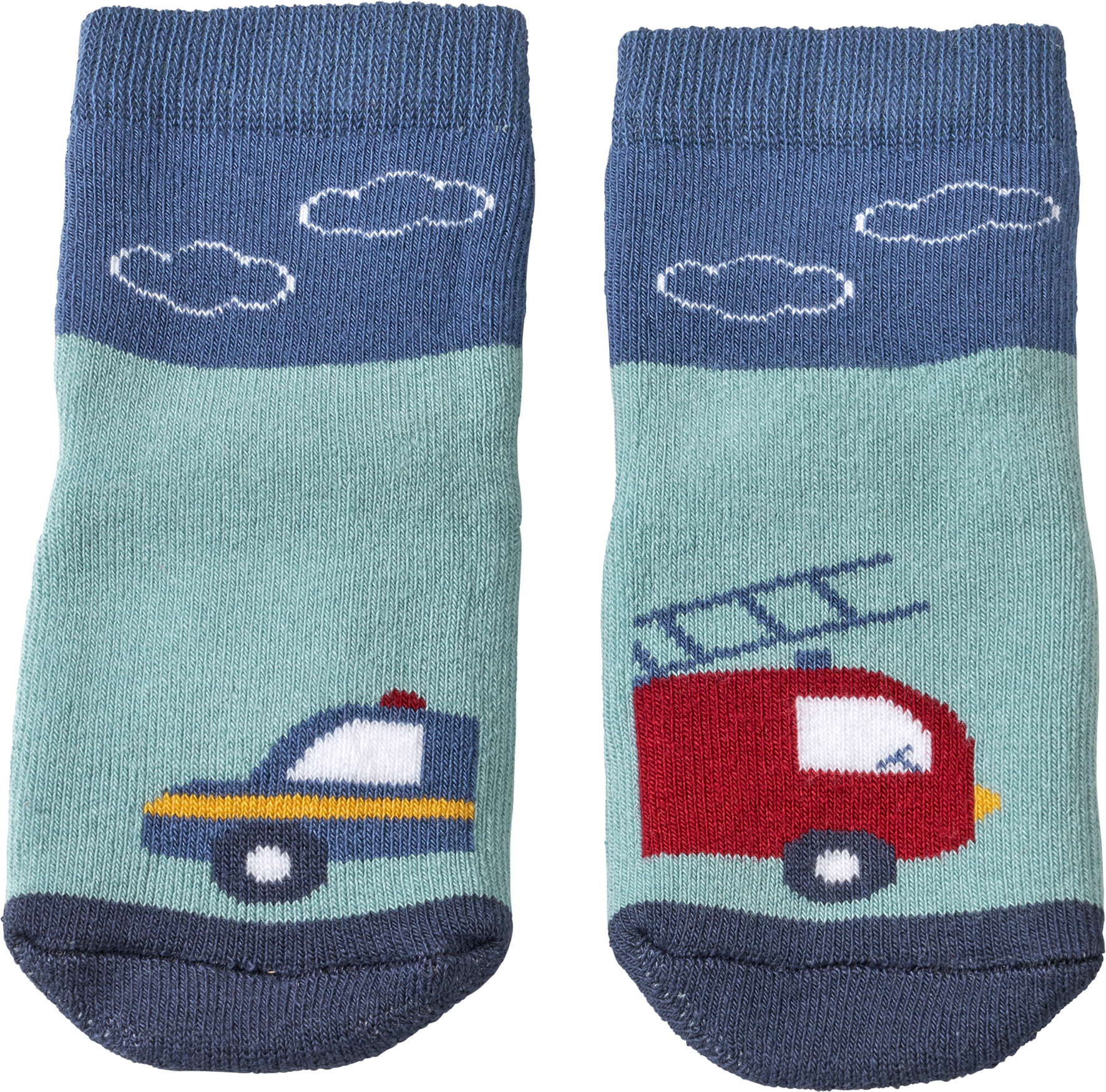 Stoppersocken mit Feuerwehrauto-Motiv, blau, Gr. 21/22