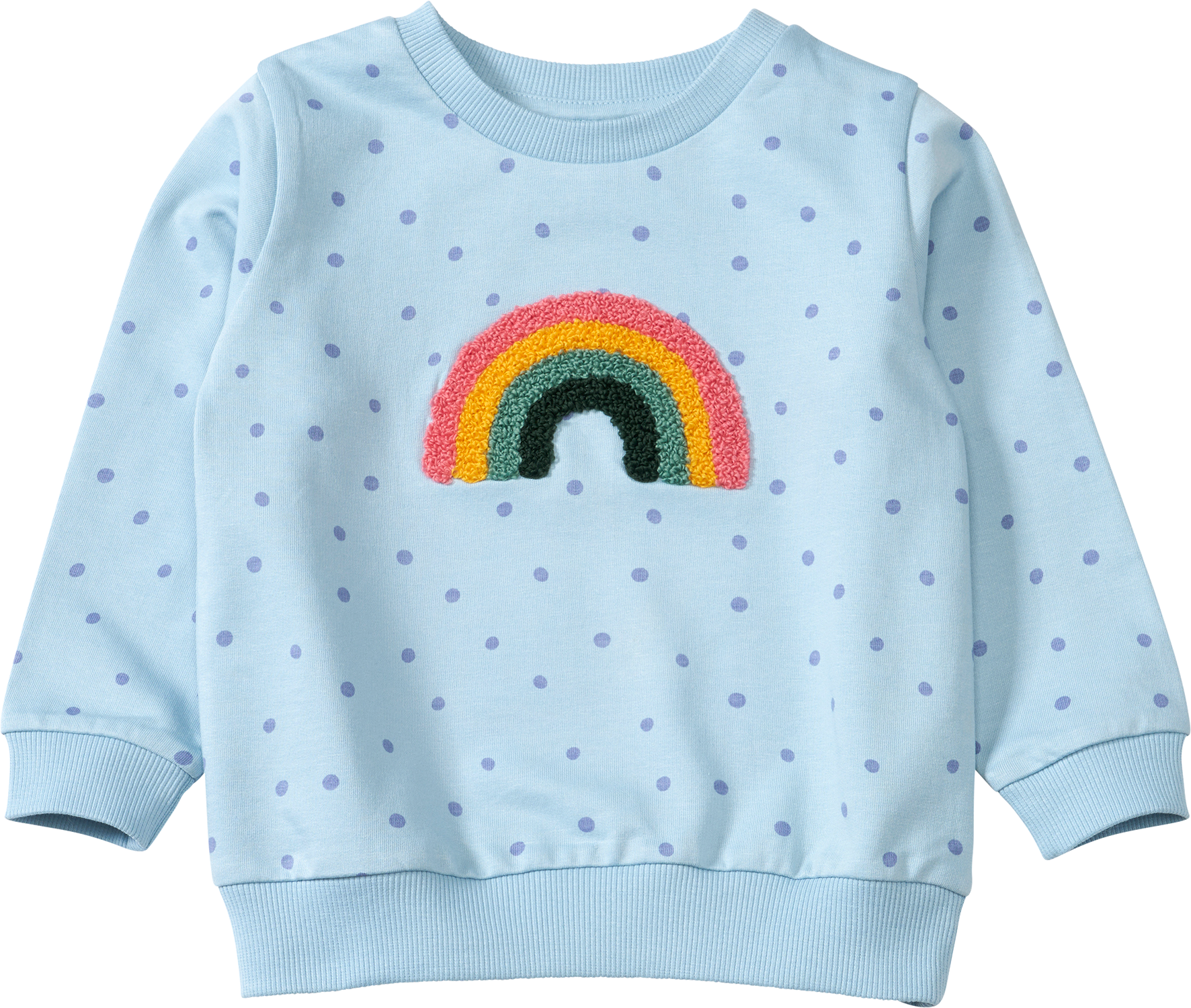 Sweatshirt mit Regenbogen-Applikation, blau, Gr. 110