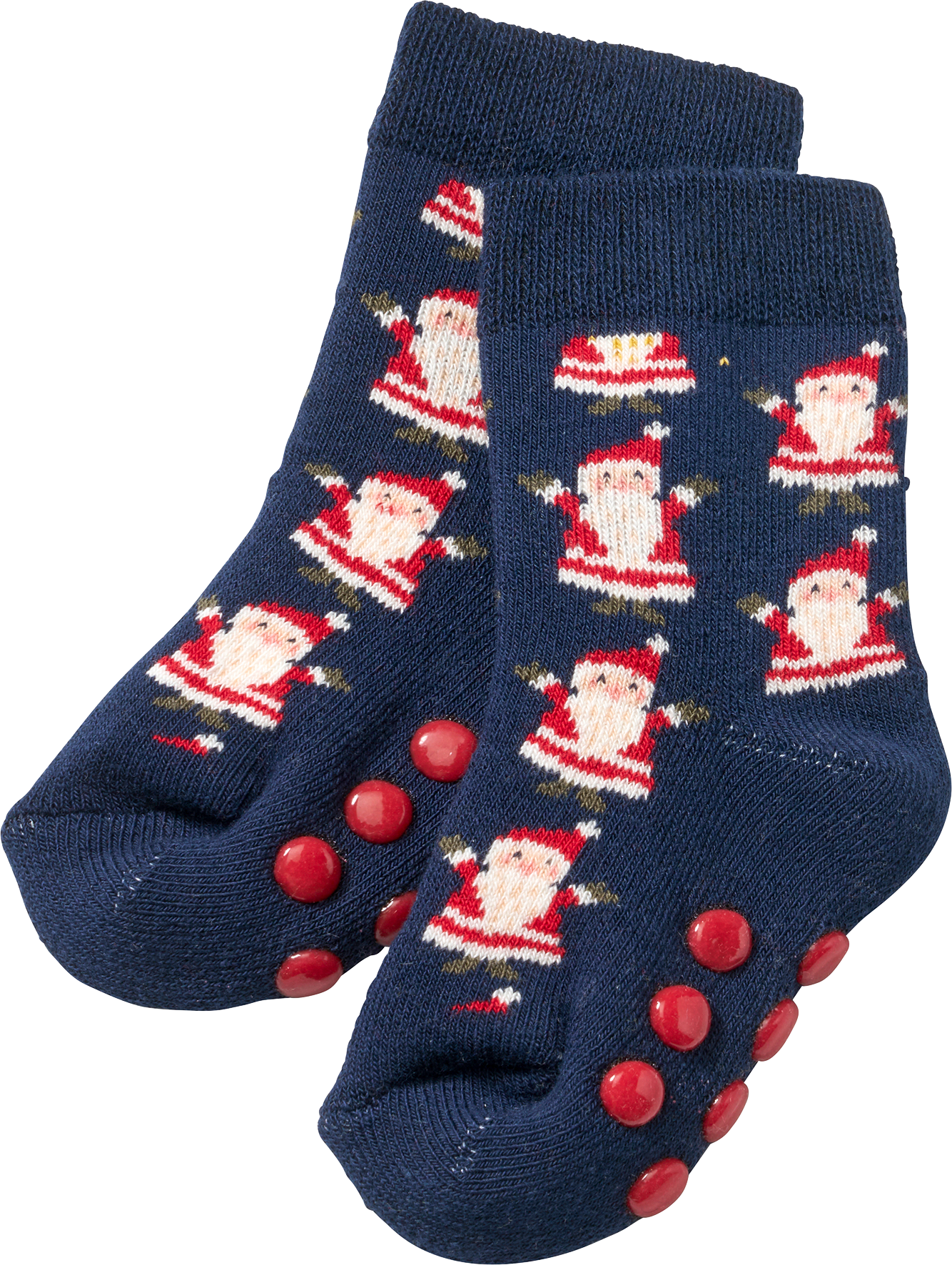 ABS Socken mit Weihnachtsmann-Muster, blau & rot, Gr. 18/19