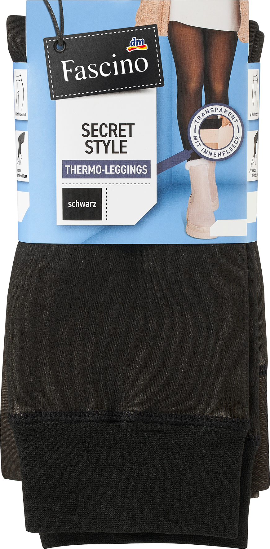 Leggings Secret Style mit Innenfleece & Transparent-Optik schwarz Gr. 38/40