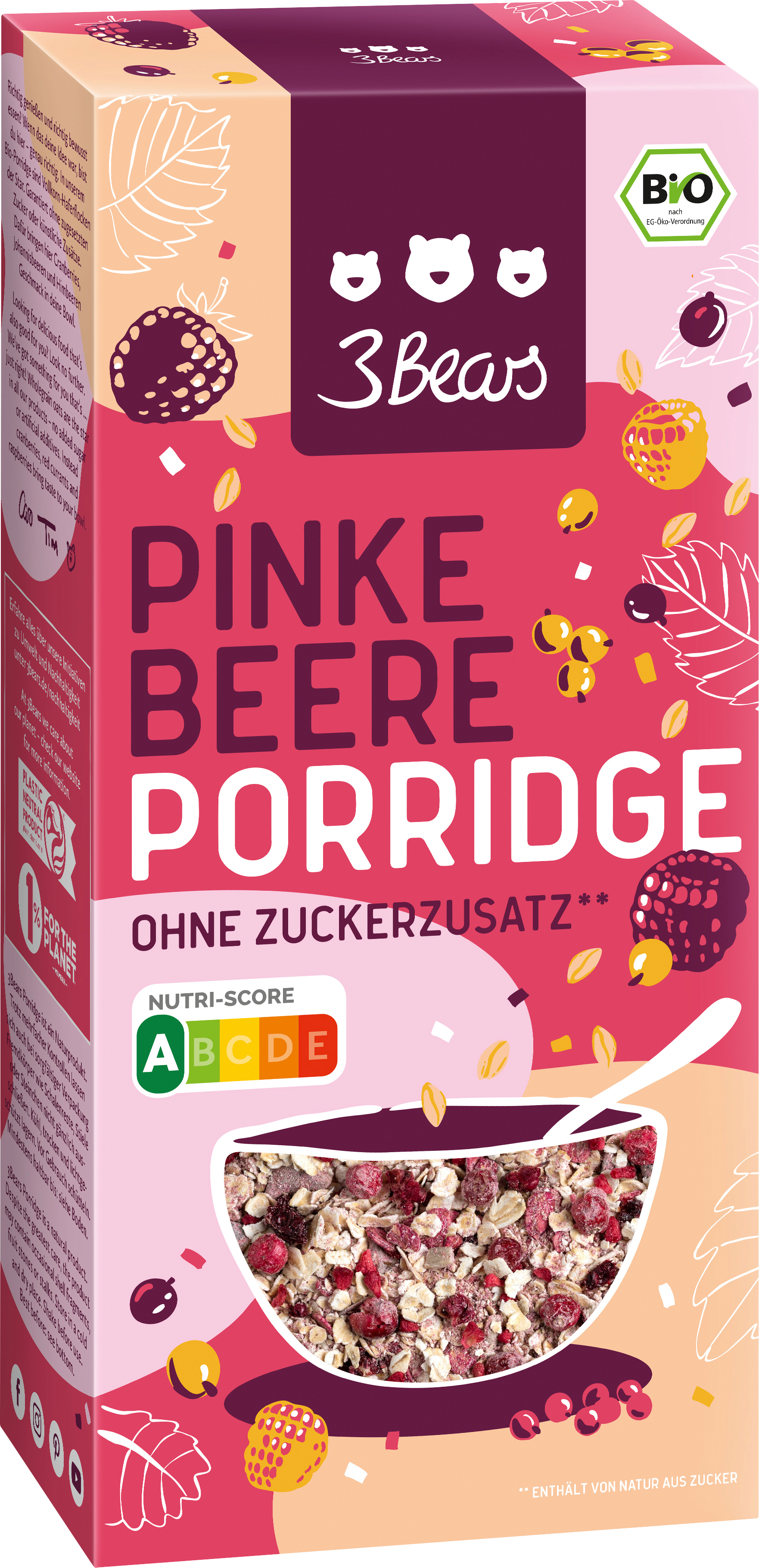 Porridge, pinke Beere