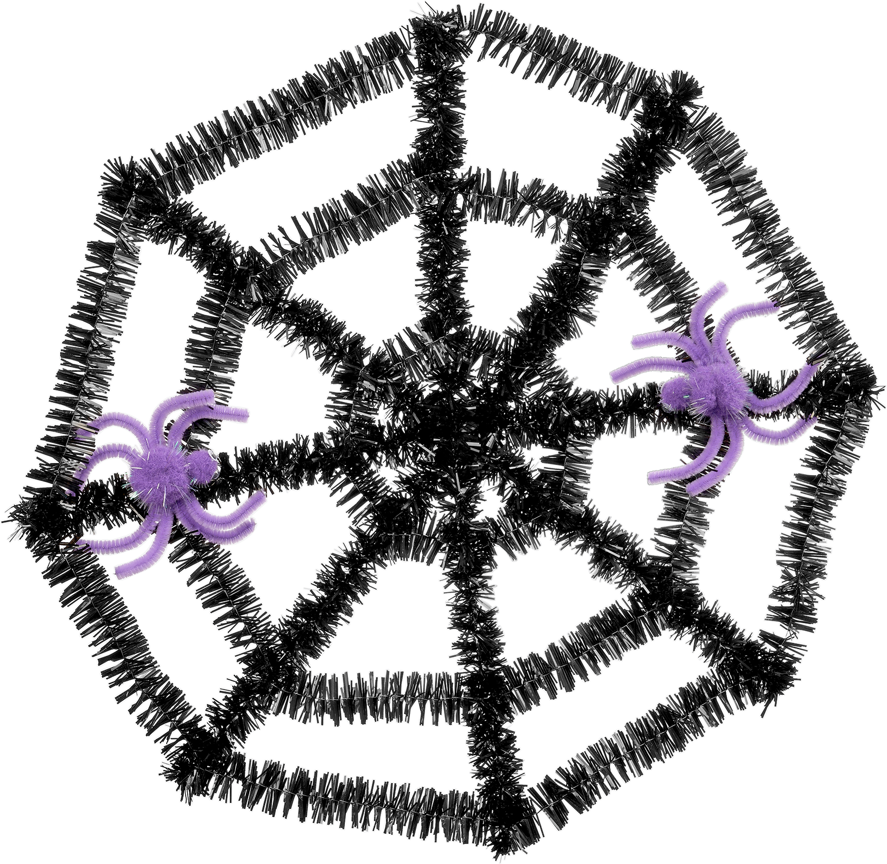 Foliengirlande, Spinnennetz mit Spinnen, schwarz/lila