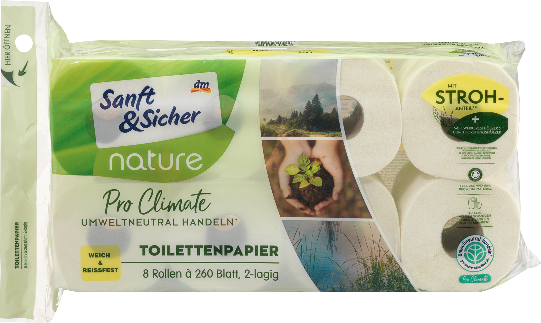Sanft&Sicher Pro Climate Toilettenpapier 2-lagig XXXL Roll (8x260 Blatt) bei DM kaufen