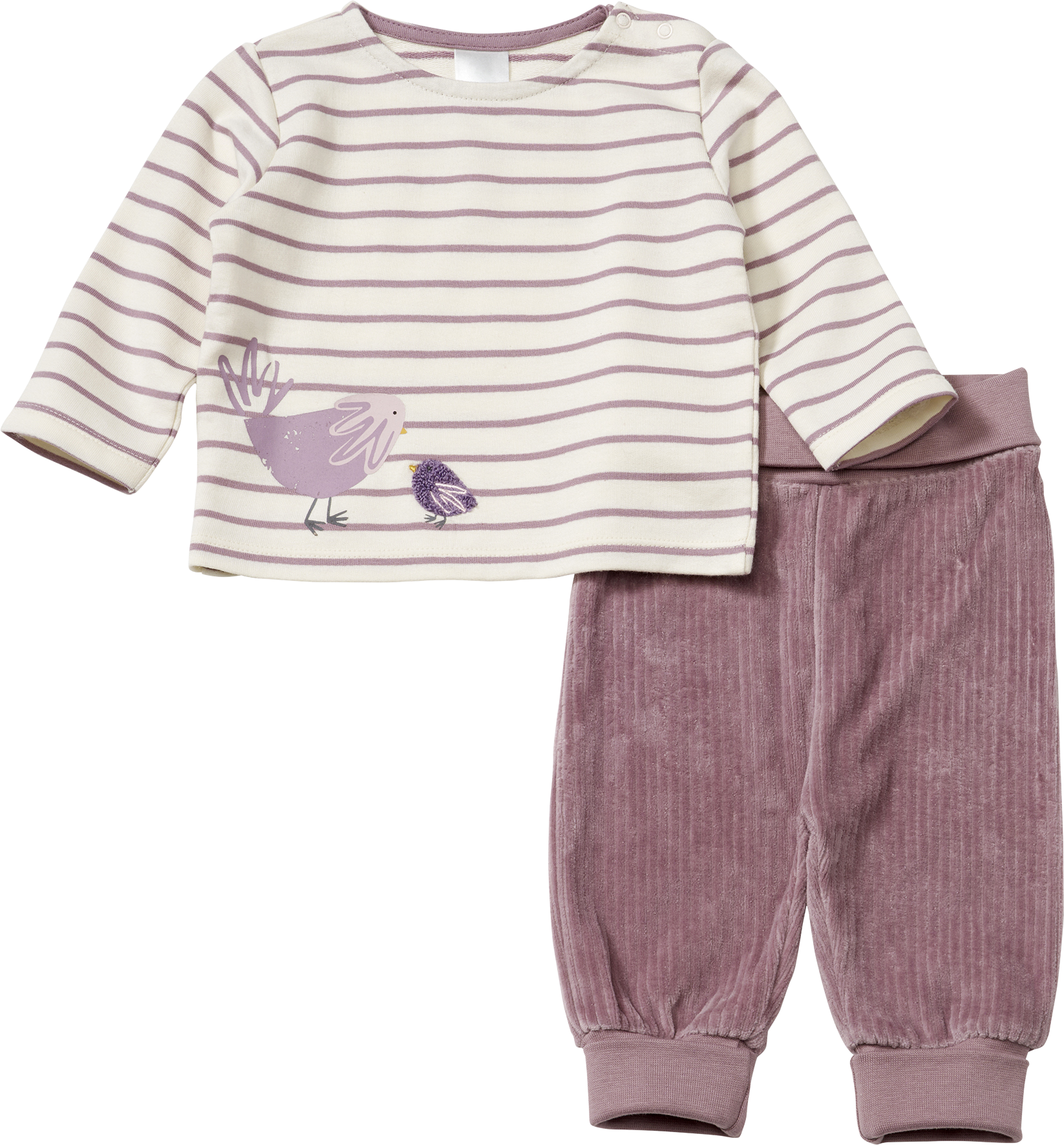 Set mit Langarmshirt & Hose, beige + rosa, Gr. 68