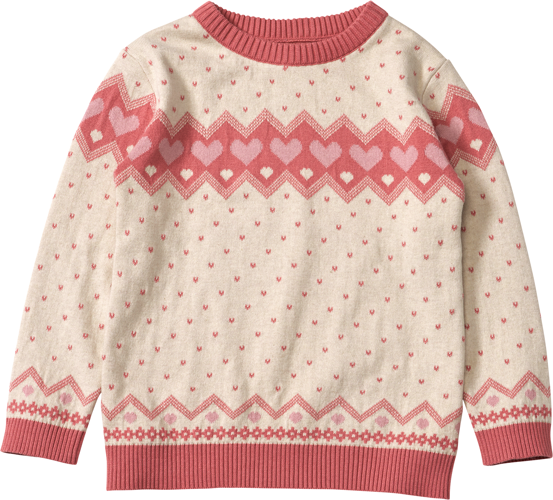 Pullover aus Strick mit Norweger-Muster, beige, Gr. 122