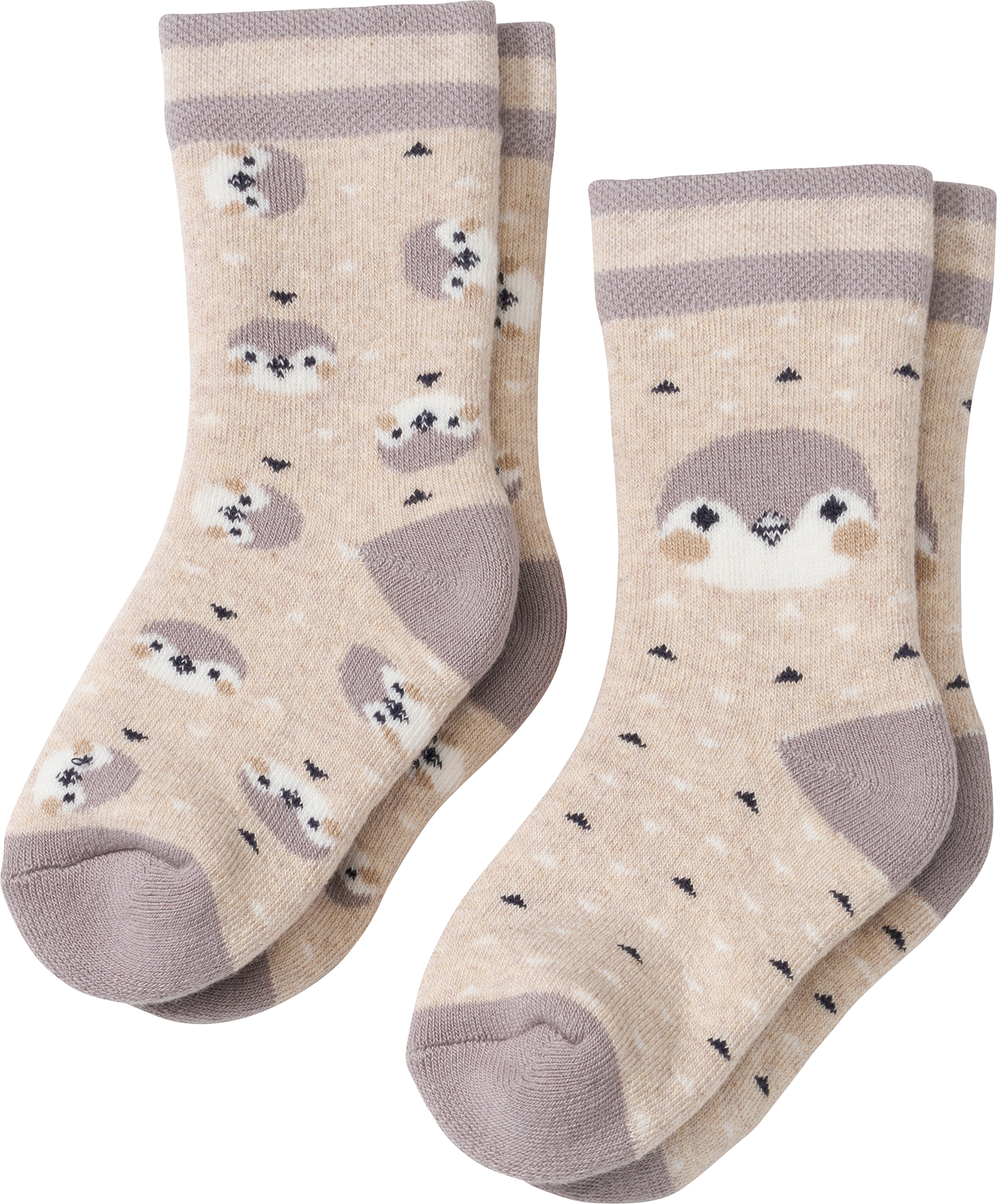 Thermosocken mit Pinguin-Muster, beige & grau, Gr. 27/29