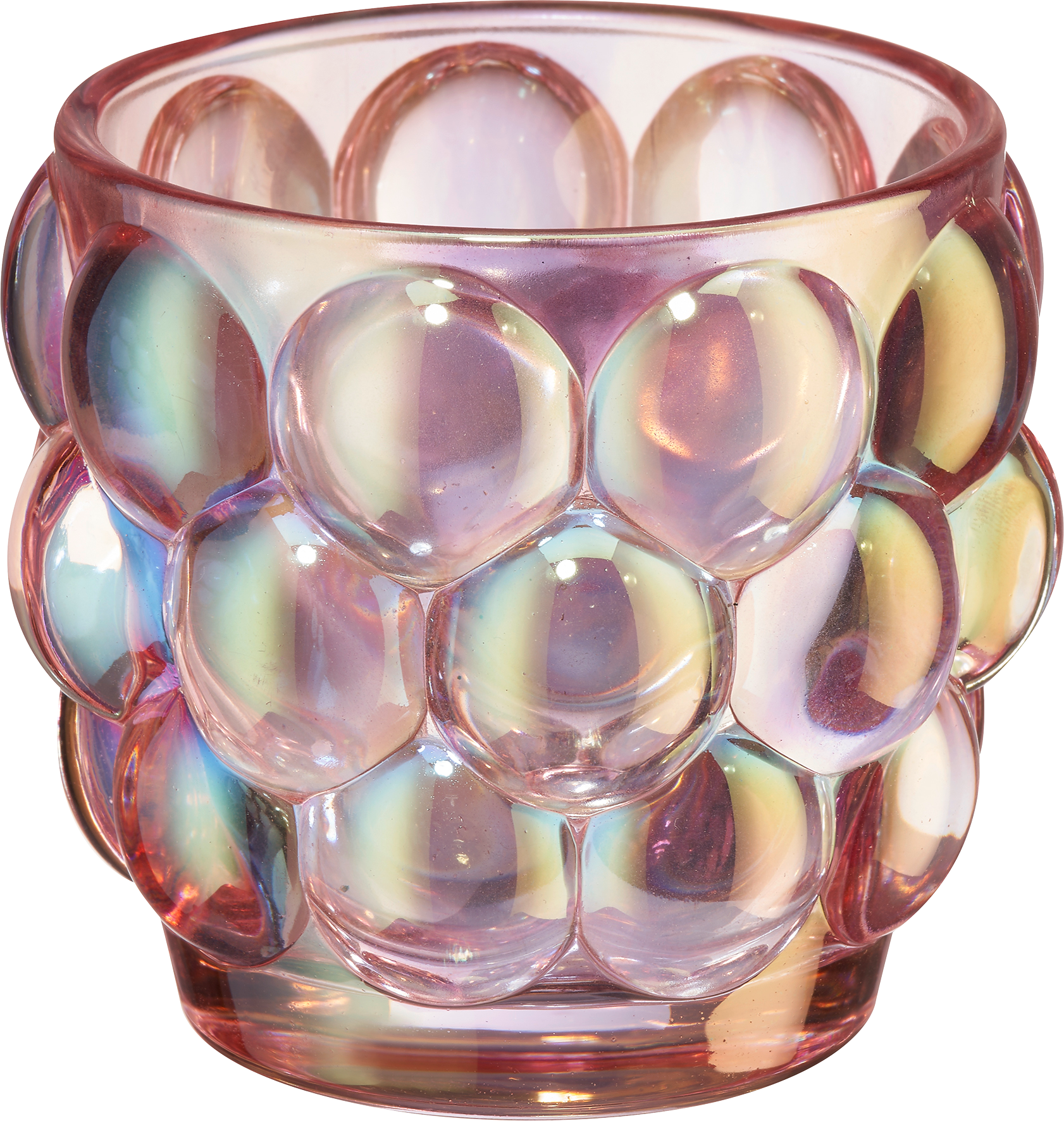 Kerzenhalter aus Glas, Bubble, rosa