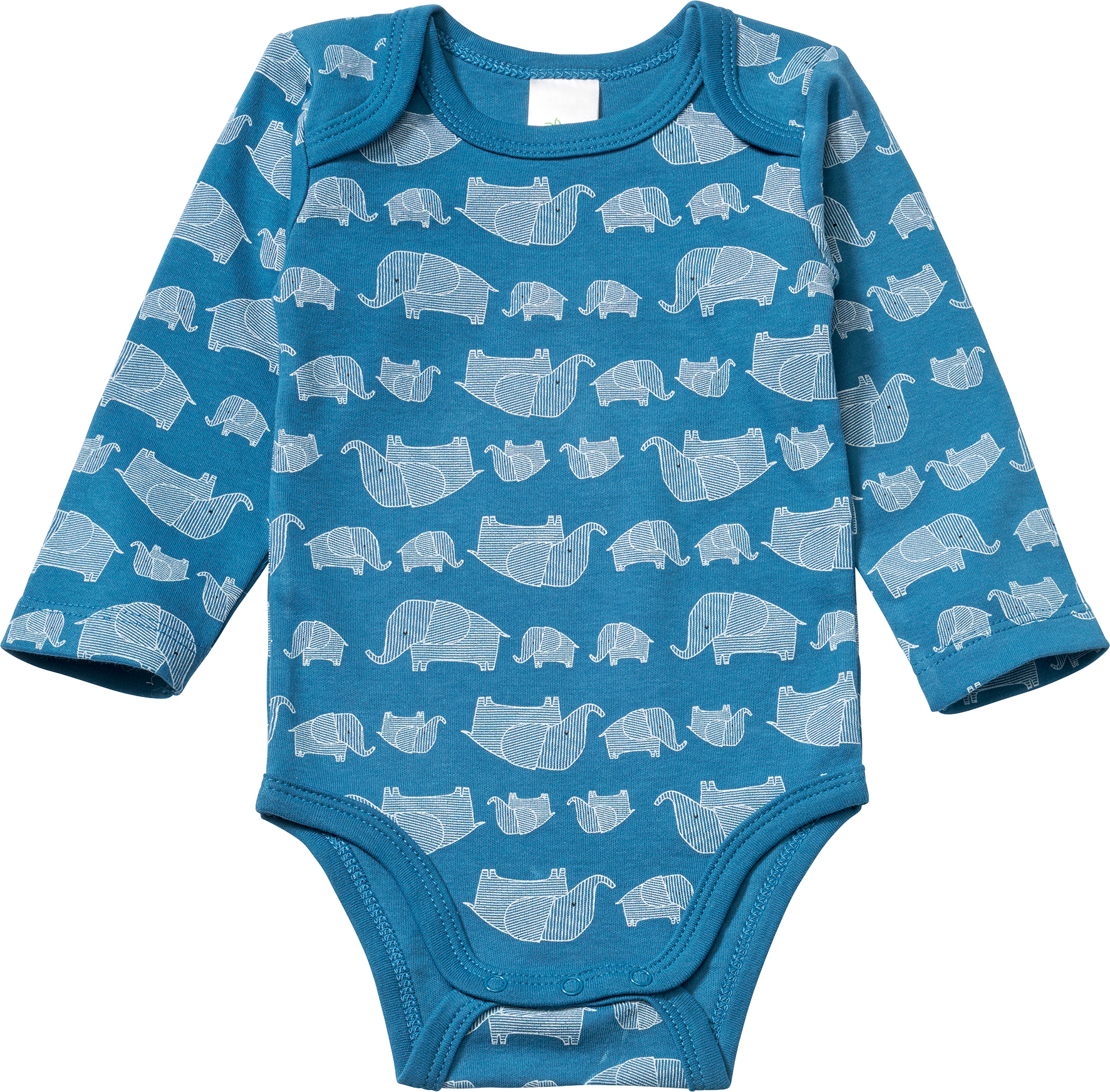 Langarmbody mit Elefanten-Muster, blau, Gr. 62/68