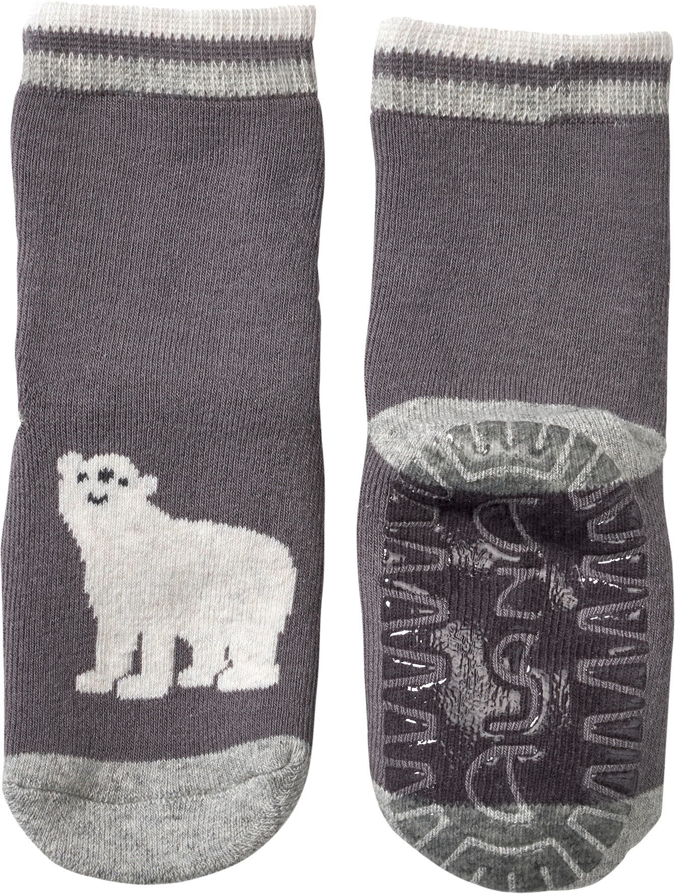 Stoppersocken mit Eisbär-Motiv, blau & grau, Gr. 23/24