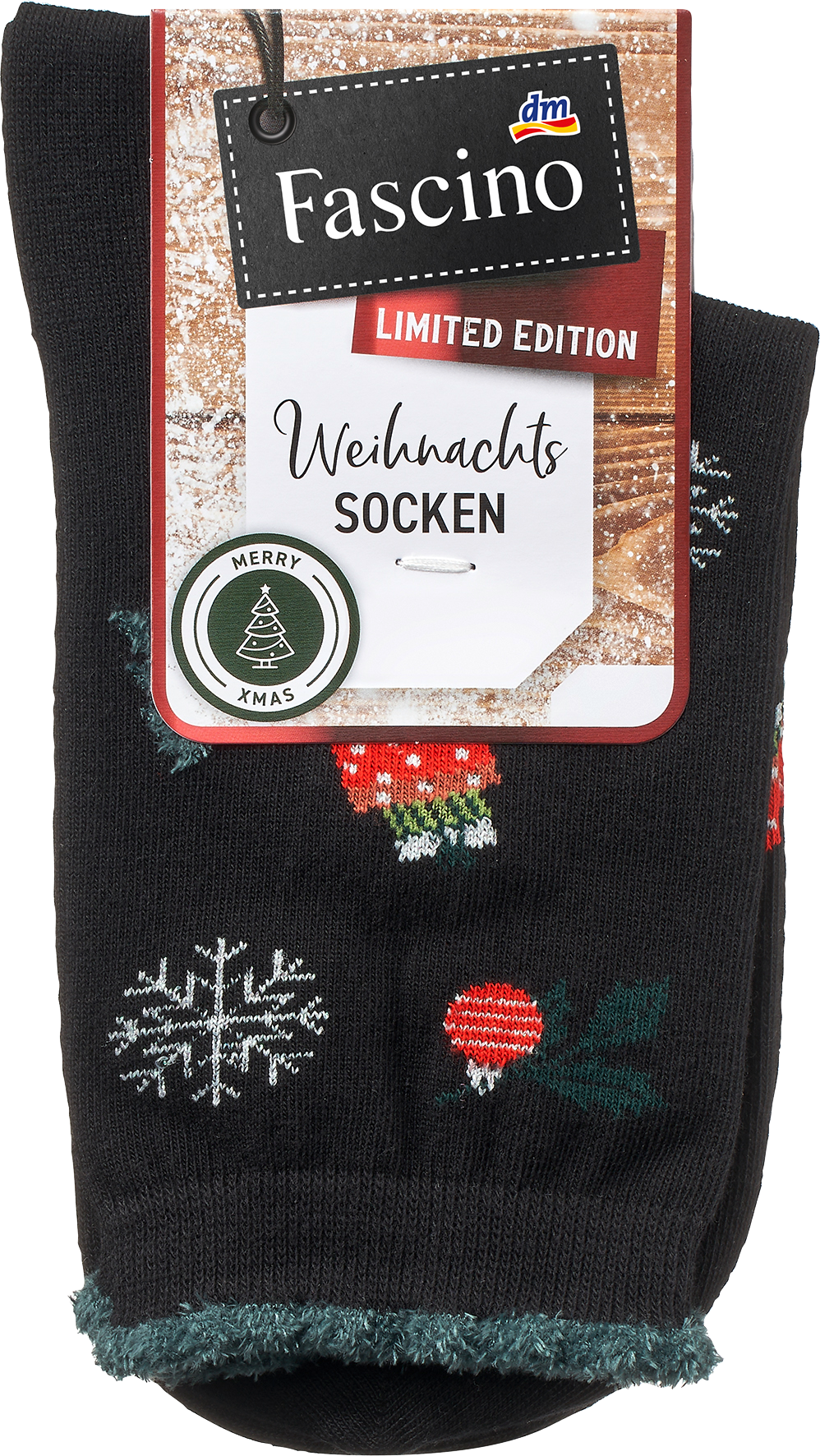 Socken XMAS mit Weihnachts-Muster schwarz Gr. 39-42