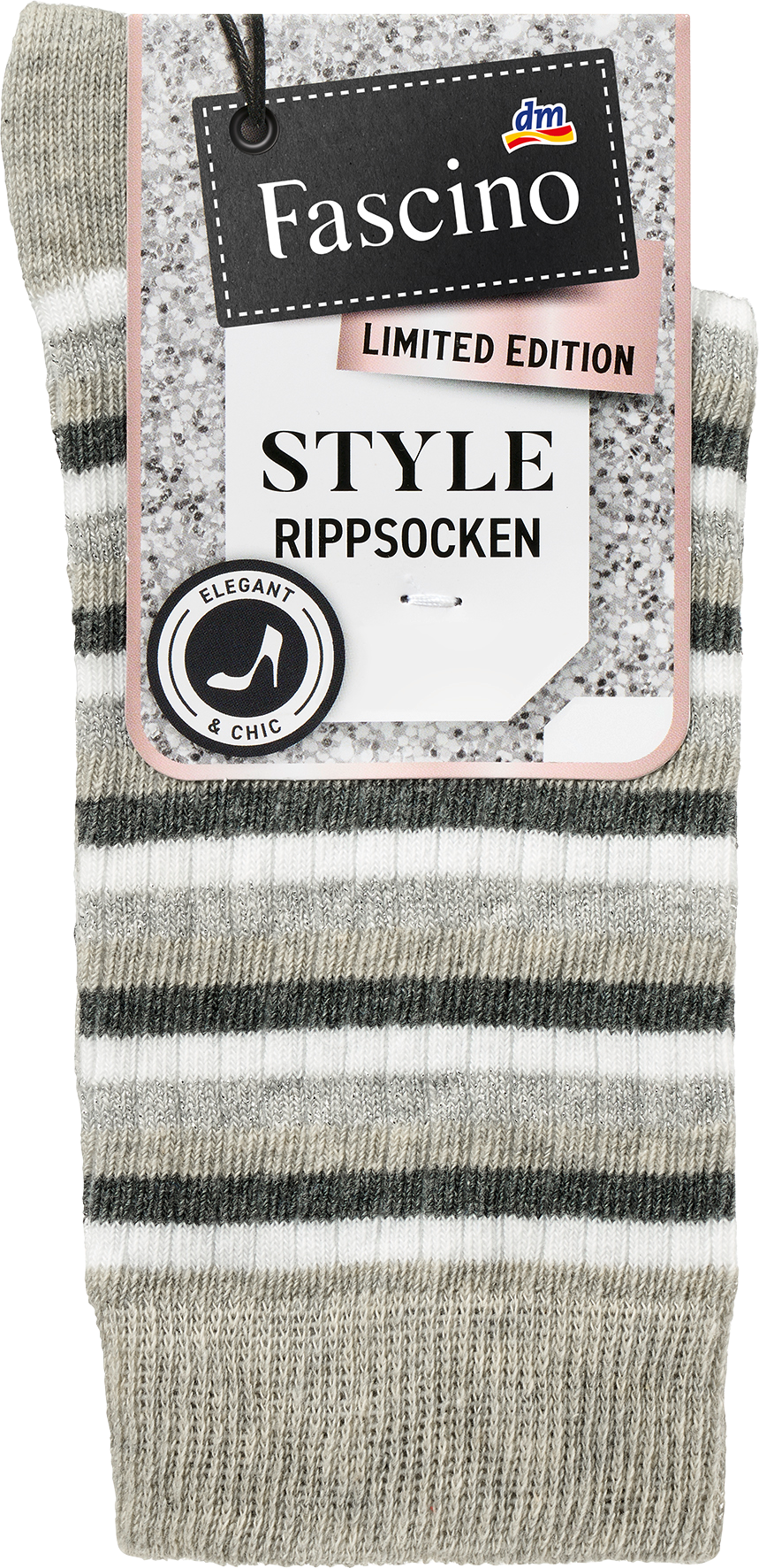 Socken mit Ringeln & Ripp-Struktur grau Gr. 35-38