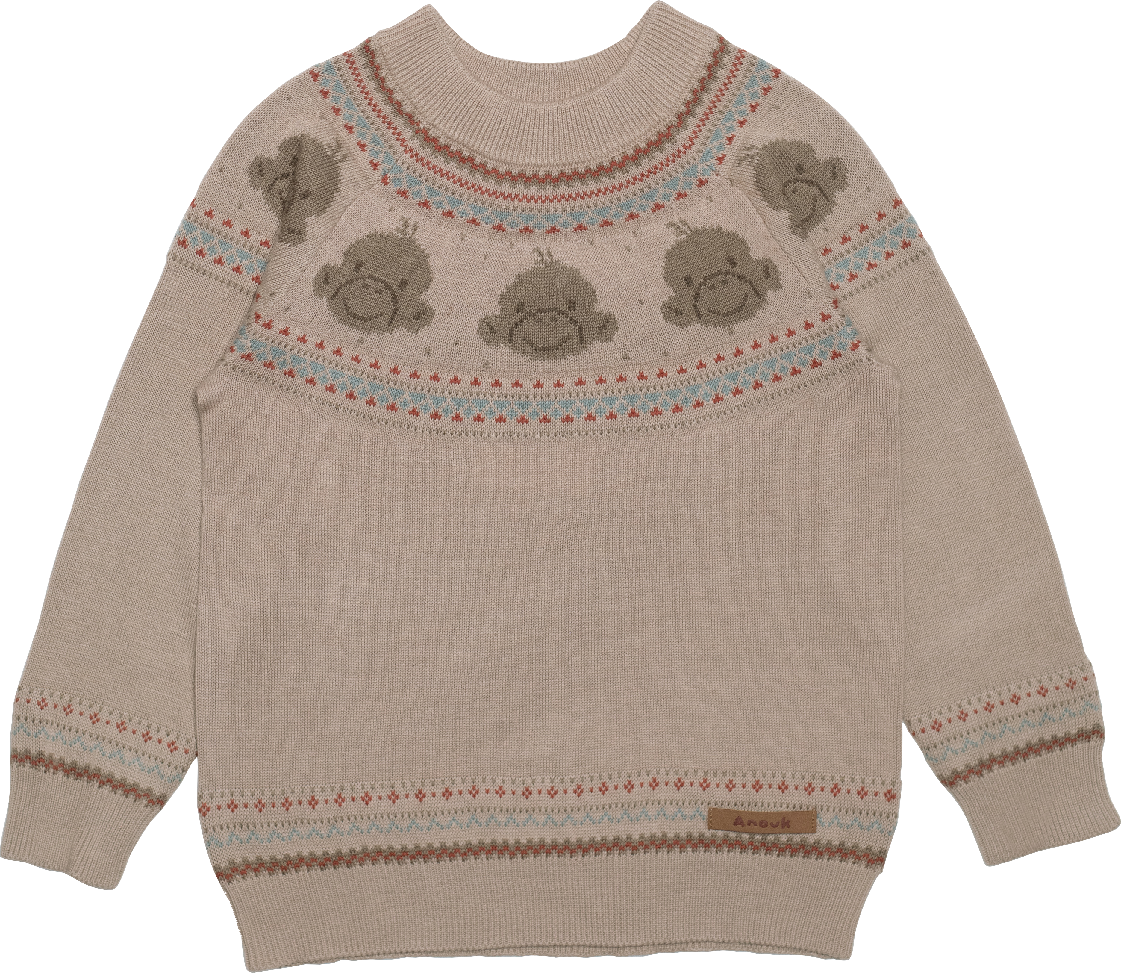 Anouk Pullover aus Strick mit Raglanärmeln & Affi-Muster, beige, Gr. 104