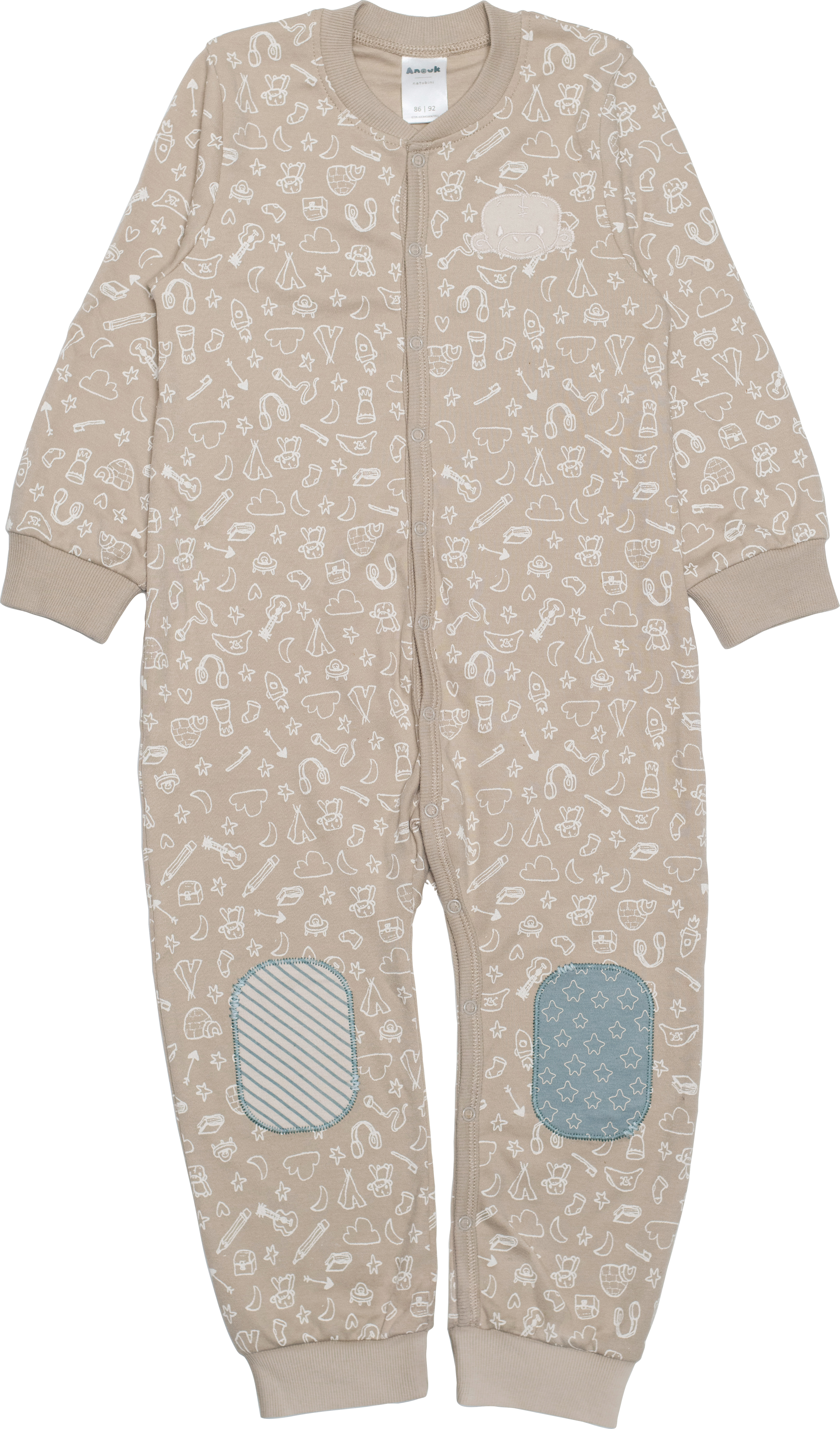 Anouk Overall mit Affi-Applikation & Knie Patches, beige, Gr. 74/80