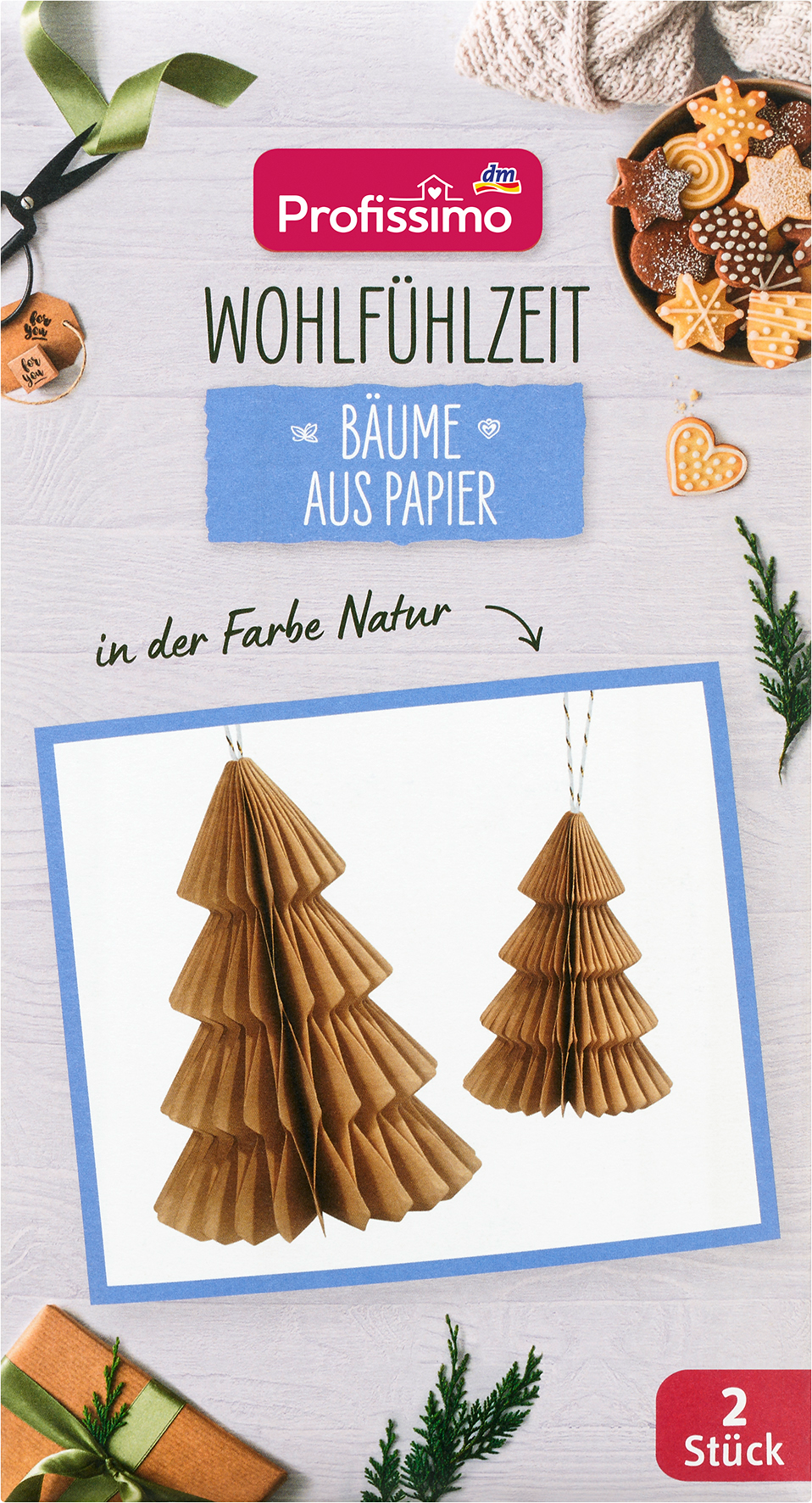 Dekobäume aus Papier Natur 