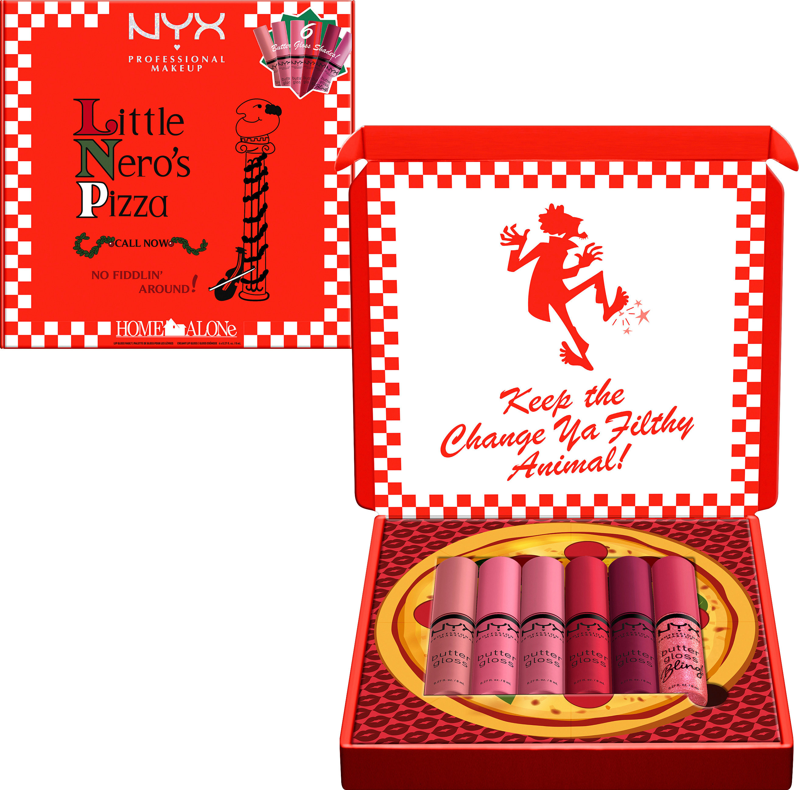 Lipgloss Set Home Alone 6tlg Butter Gloss Pizza Vault, Pink/Reds