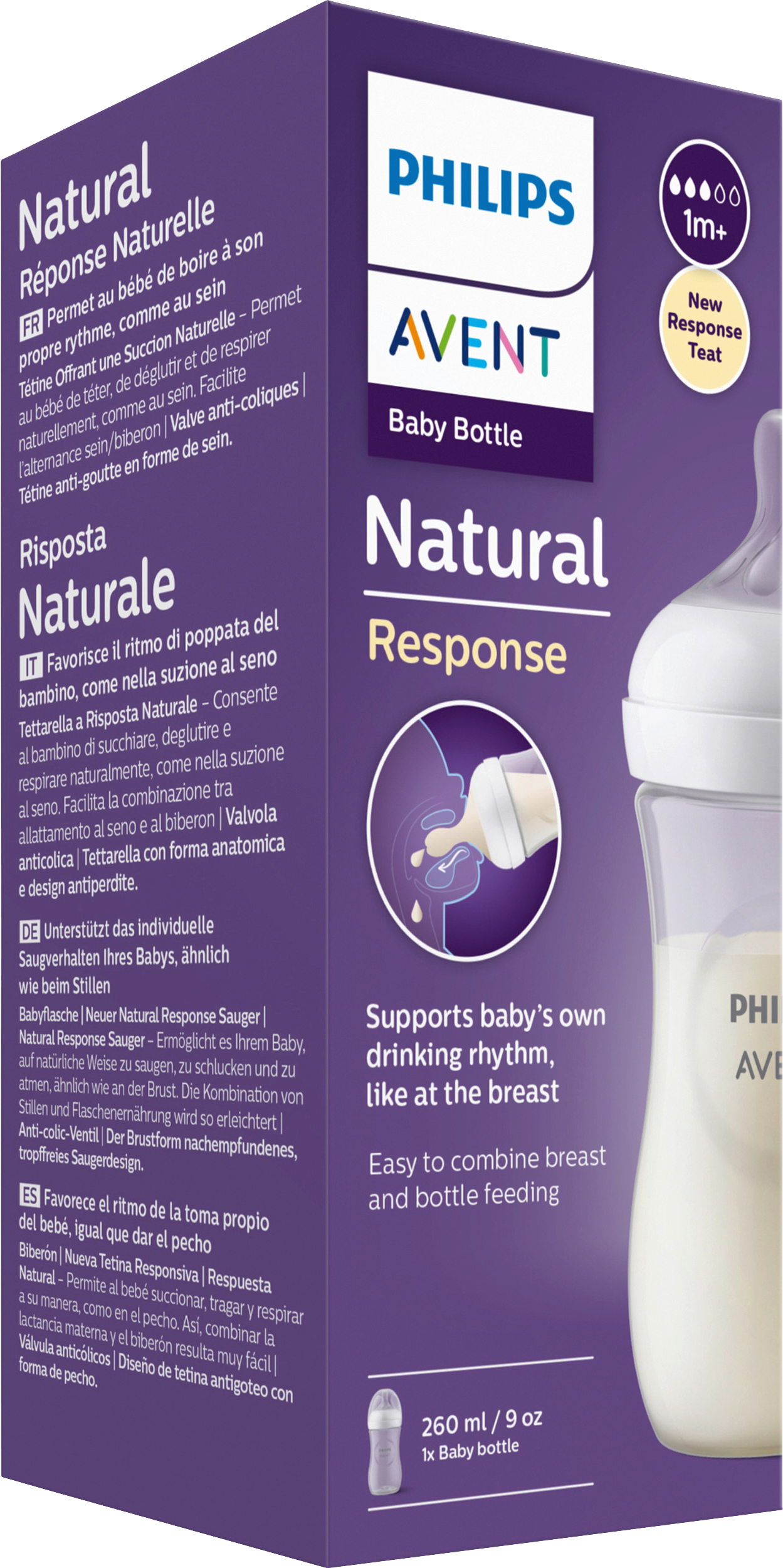 Babyflasche Natural Response weiß, von Geburt an, 260ml 