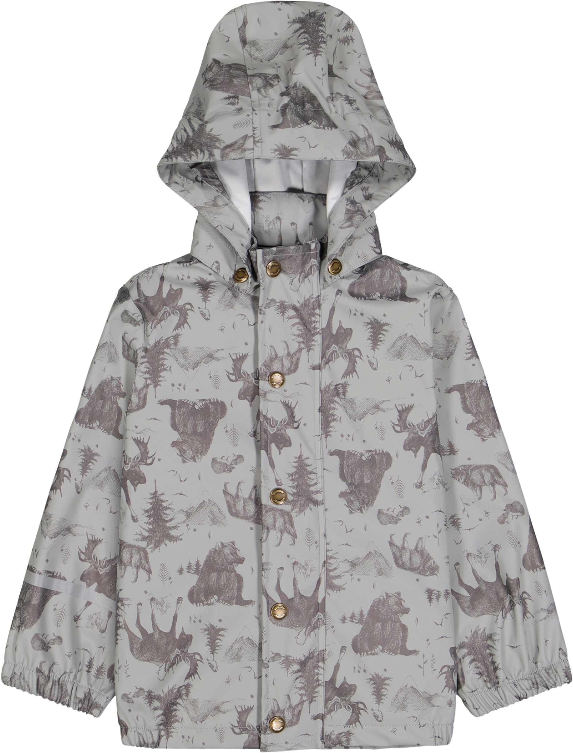 Regenjacke mit Waldtier-Muster, grau, Gr. 86/92