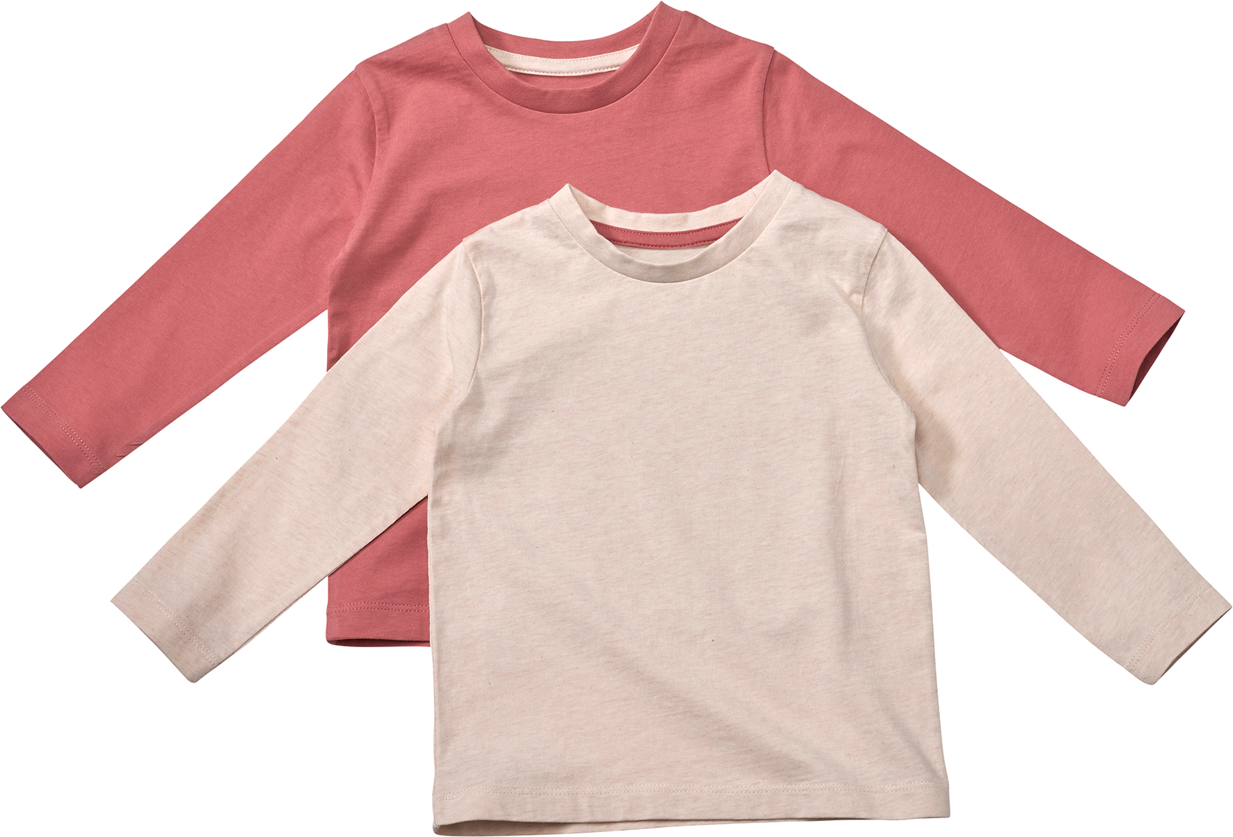 Langarmshirts, rosa + beige, Gr. 128