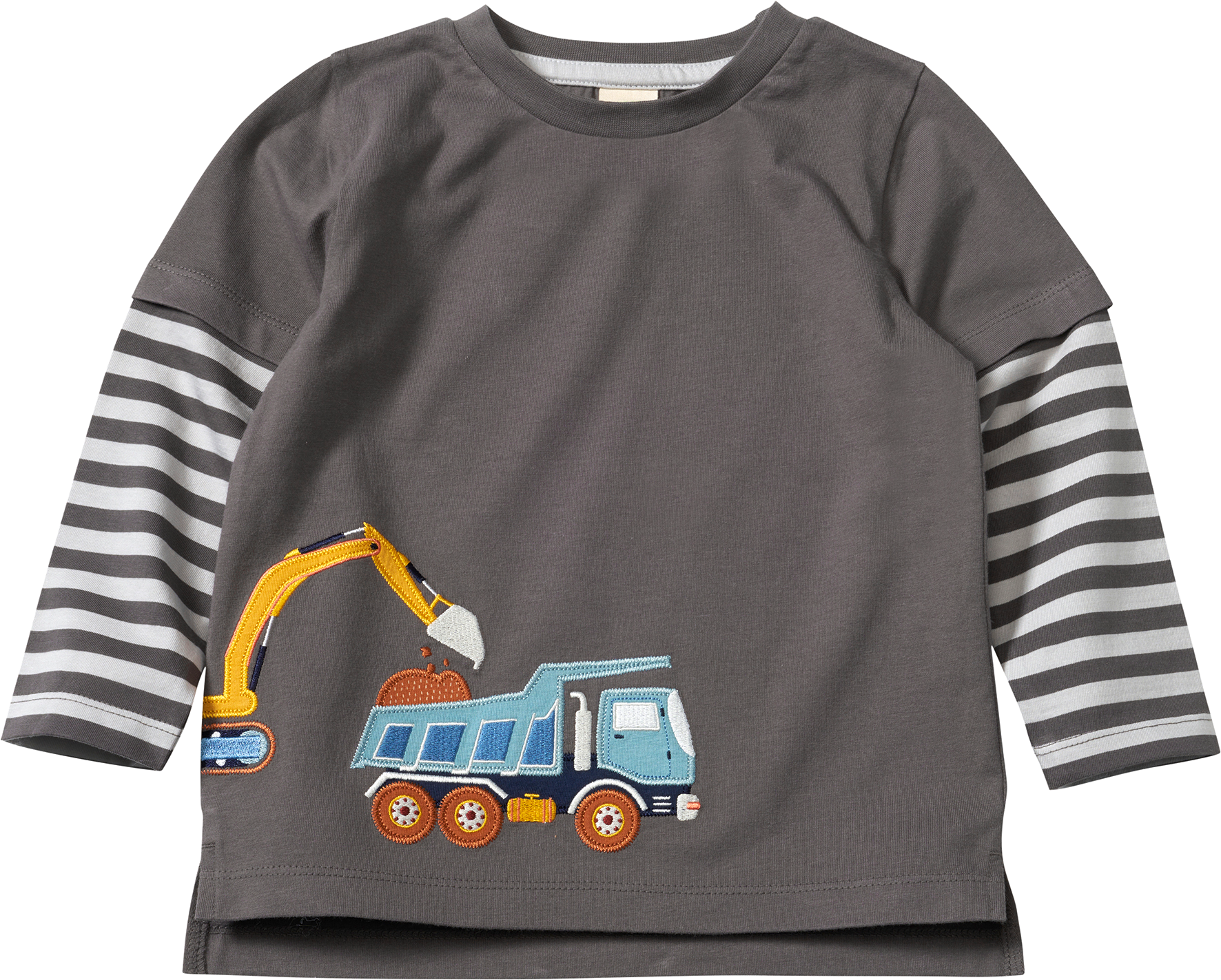 Langarmshirt mit Bagger-Motiv, grau, Gr. 128
