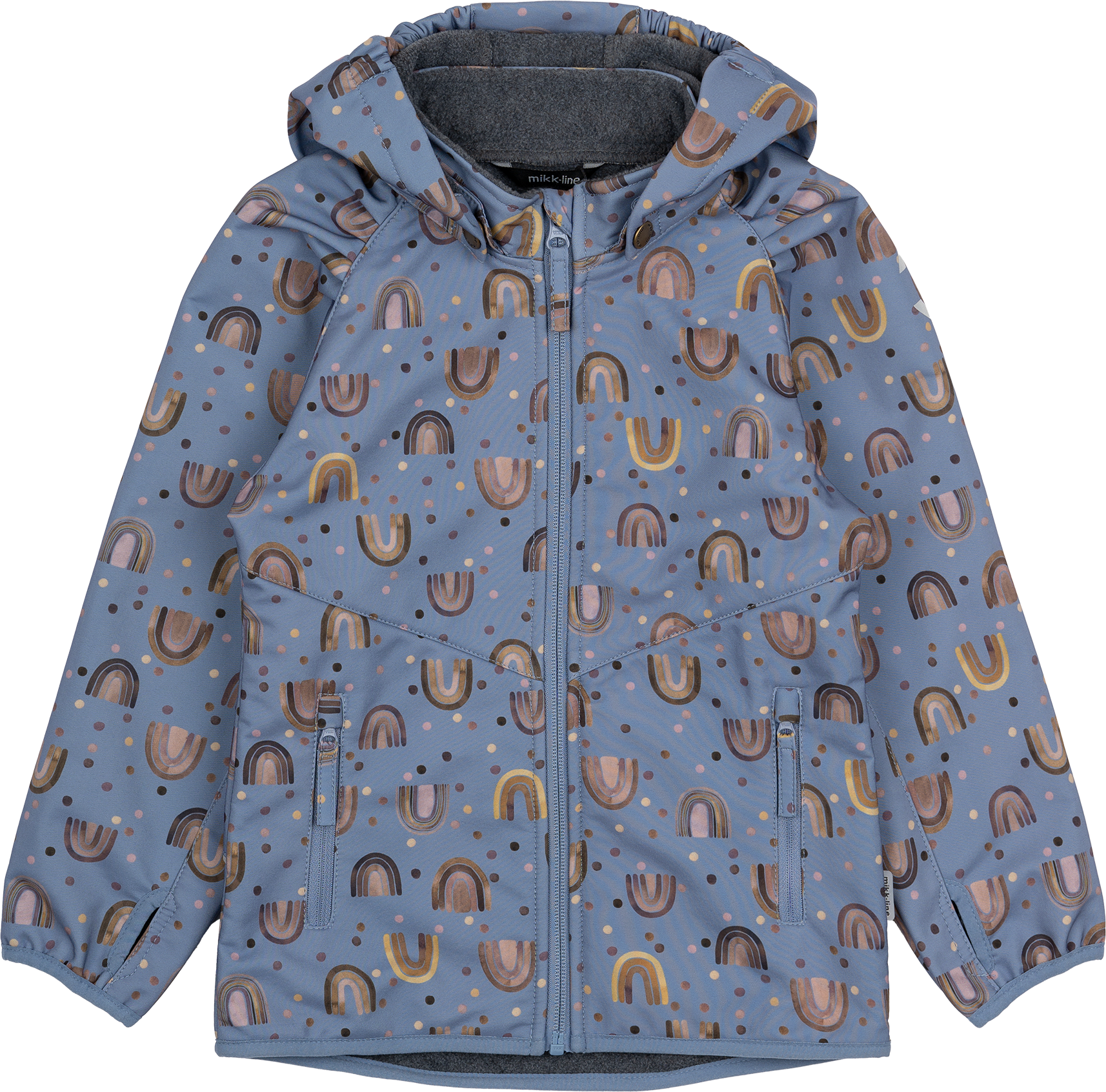 Softshelljacke mit Regenbogen-Muster, blau, Gr. 122/128