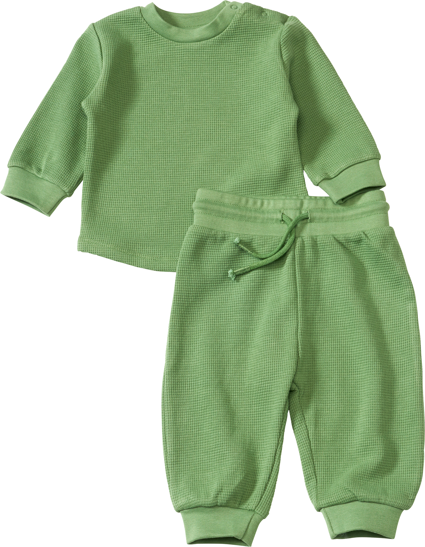 Set mit Sweatshirt & Jogginghose mit Waffel-Struktur, grün, Gr. 62