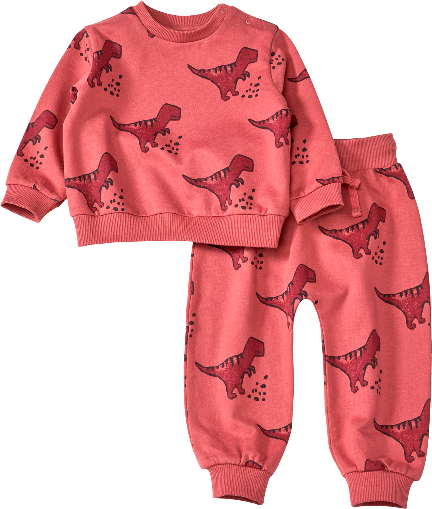 Set mit Sweatshirt & Hose mit Dino-Muster, rot, Gr. 86