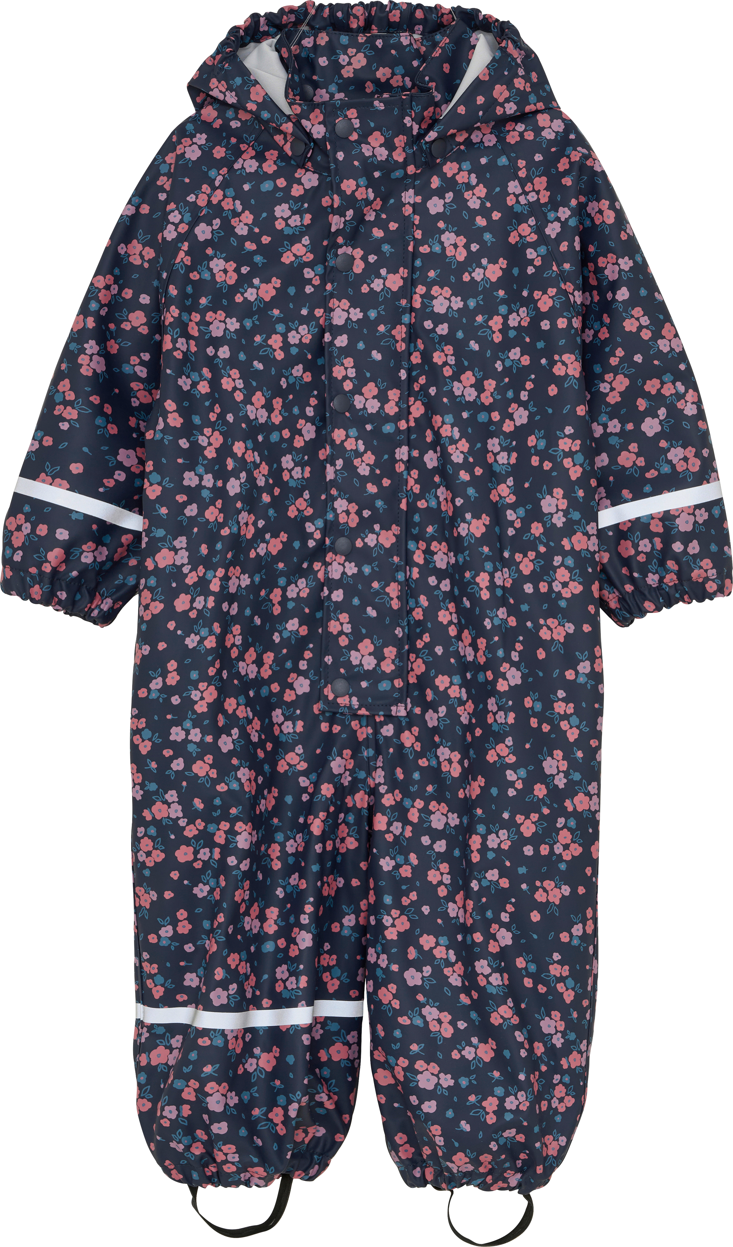Regenanzug mit Blumen-Muster, blau & rosa, Gr. 74/80