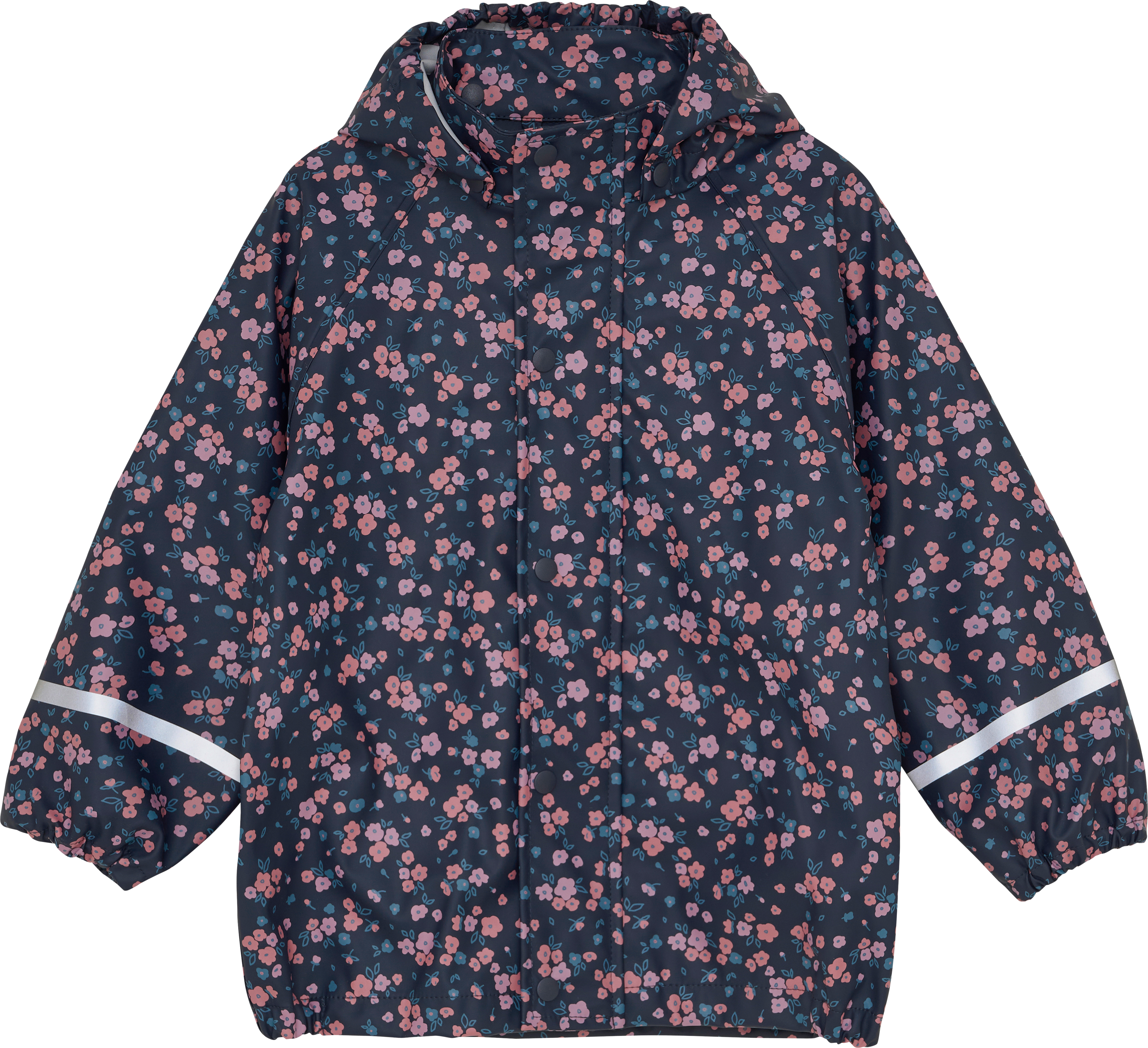 Regenjacke mit Blumen-Muster, blau & rosa, Gr. 86/92