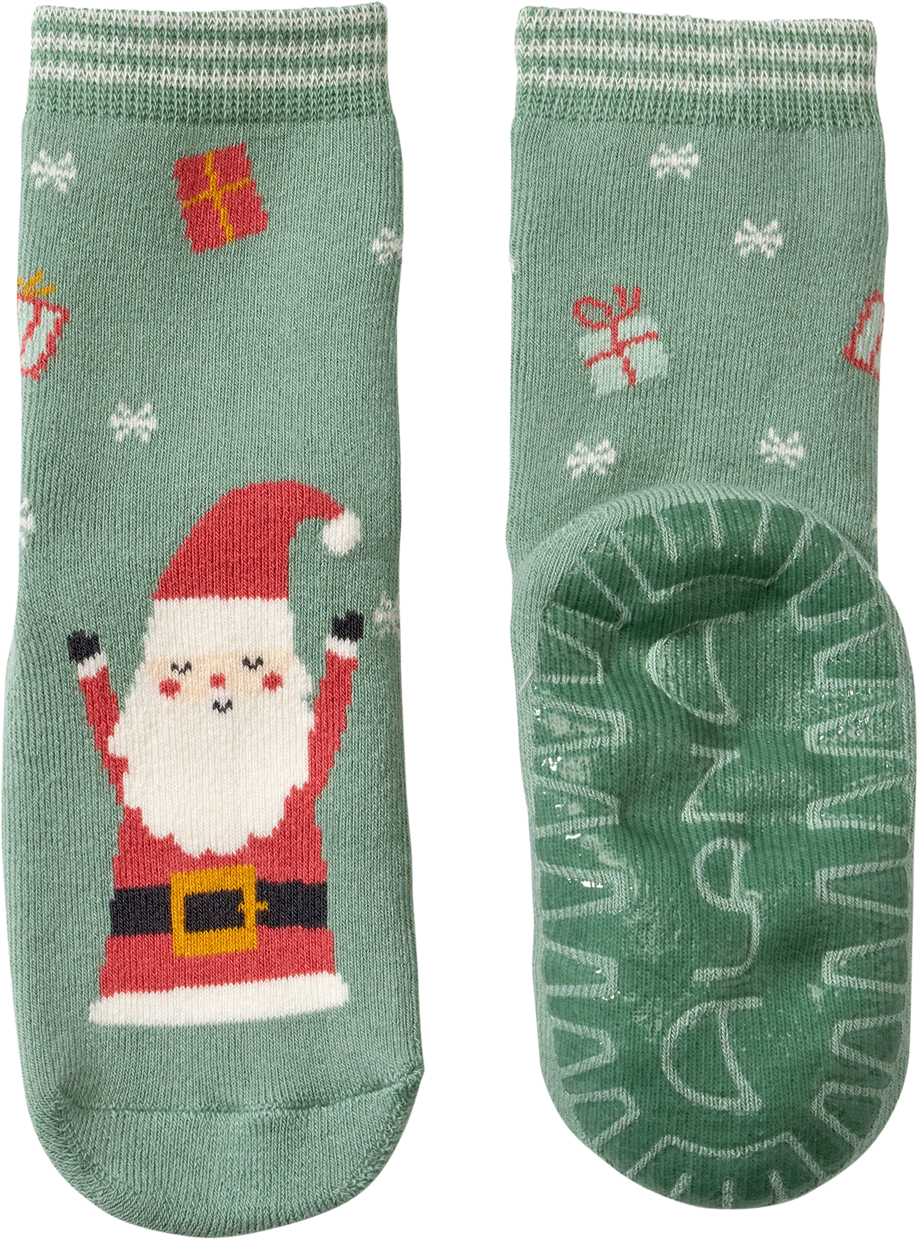 Stoppersocken mit Weihnachtsmann-Motiv, grün, Gr. 23/24
