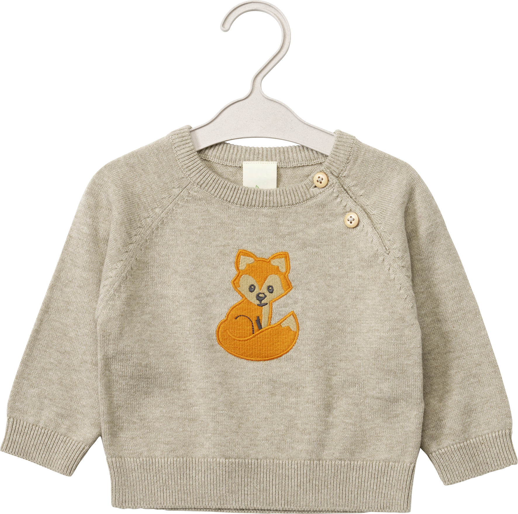 Pullover aus Strick mit Fuchs-Stickerei, beige, Gr. 68
